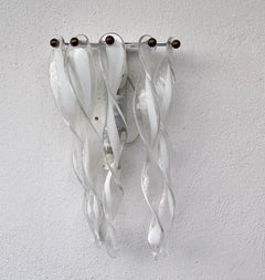 Set of 2 Large Murano Glass Wall light "Torchon" by Mazzega