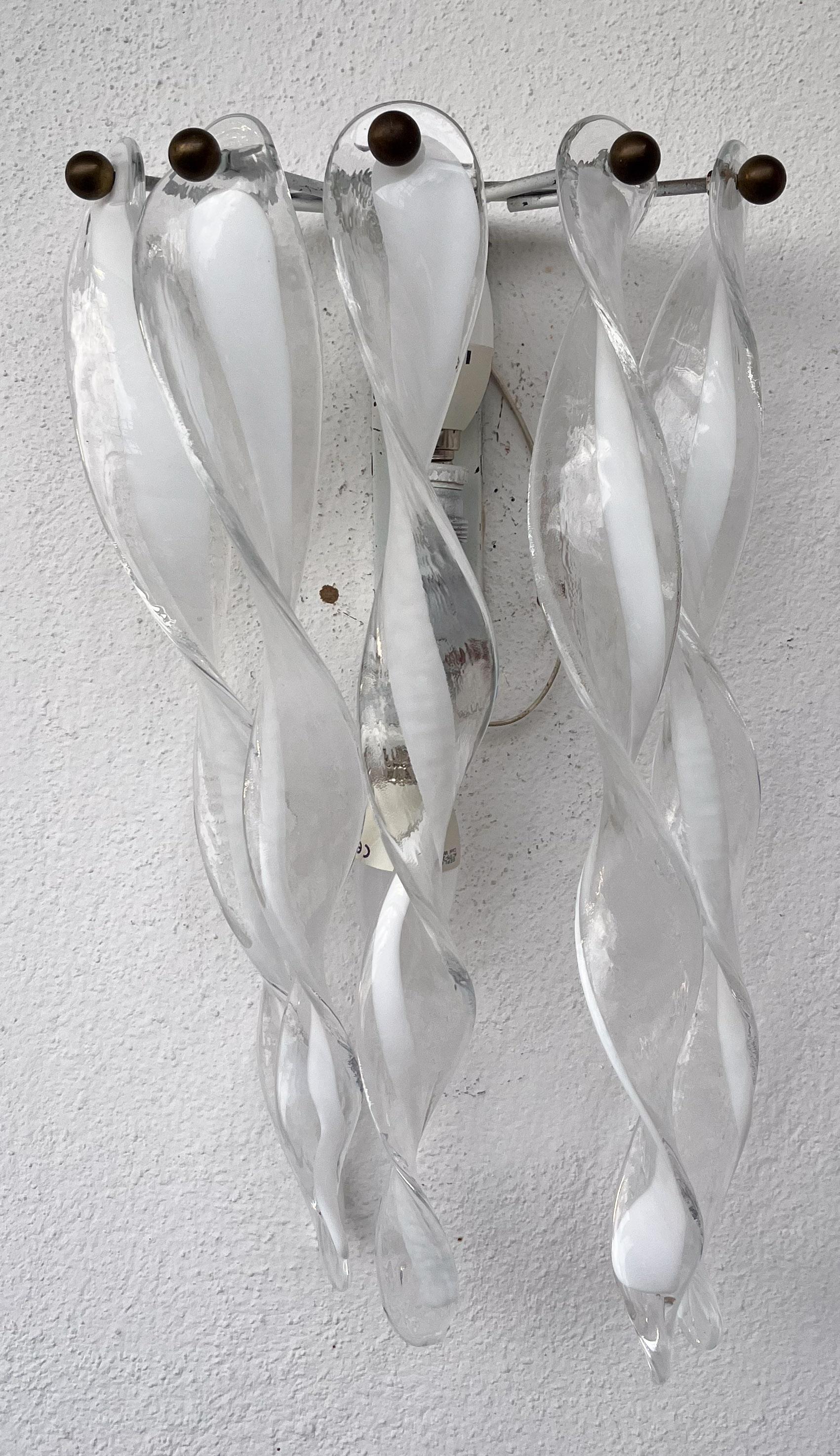 Set de 2 apliques grandes de cristal de Murano 