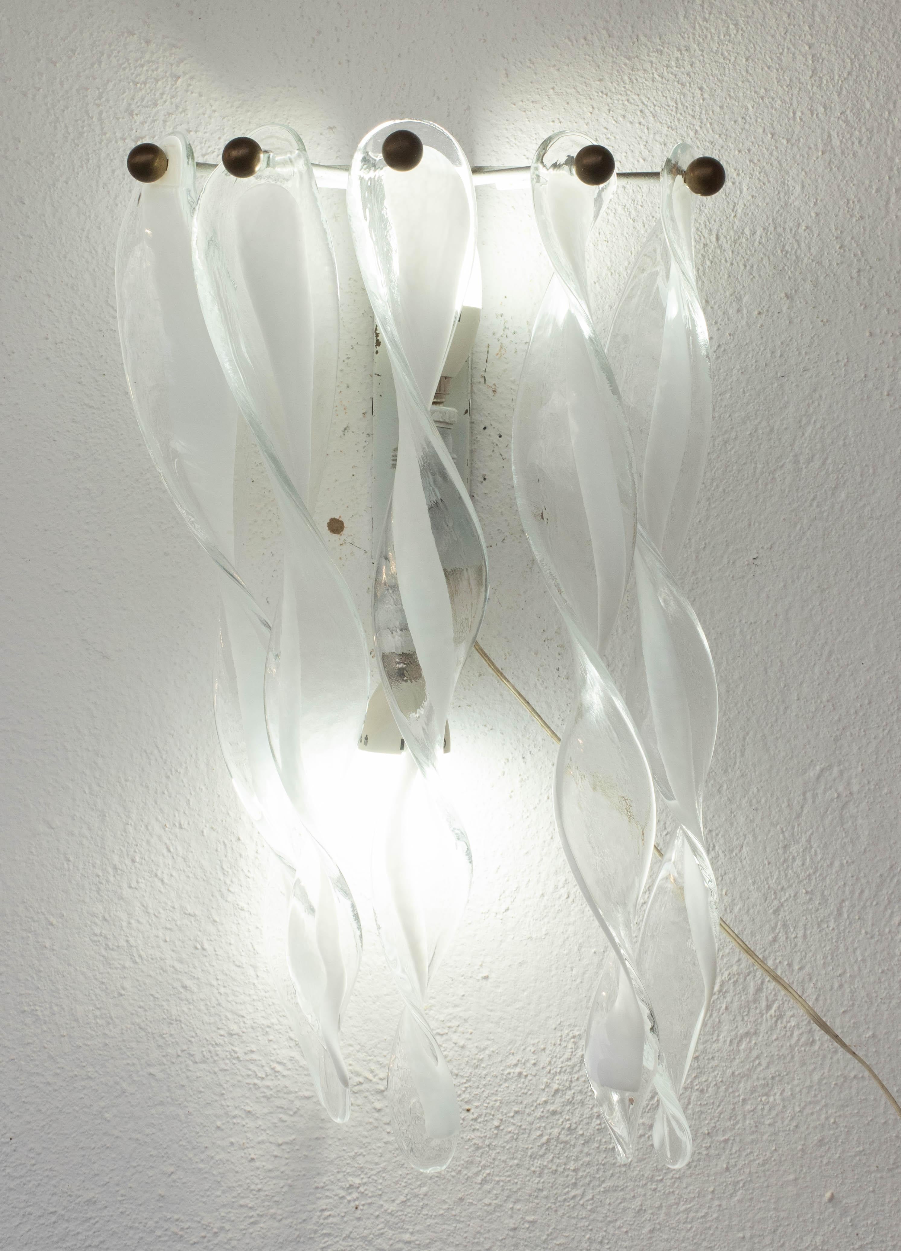 Set de 2 apliques grandes de cristal de Murano 