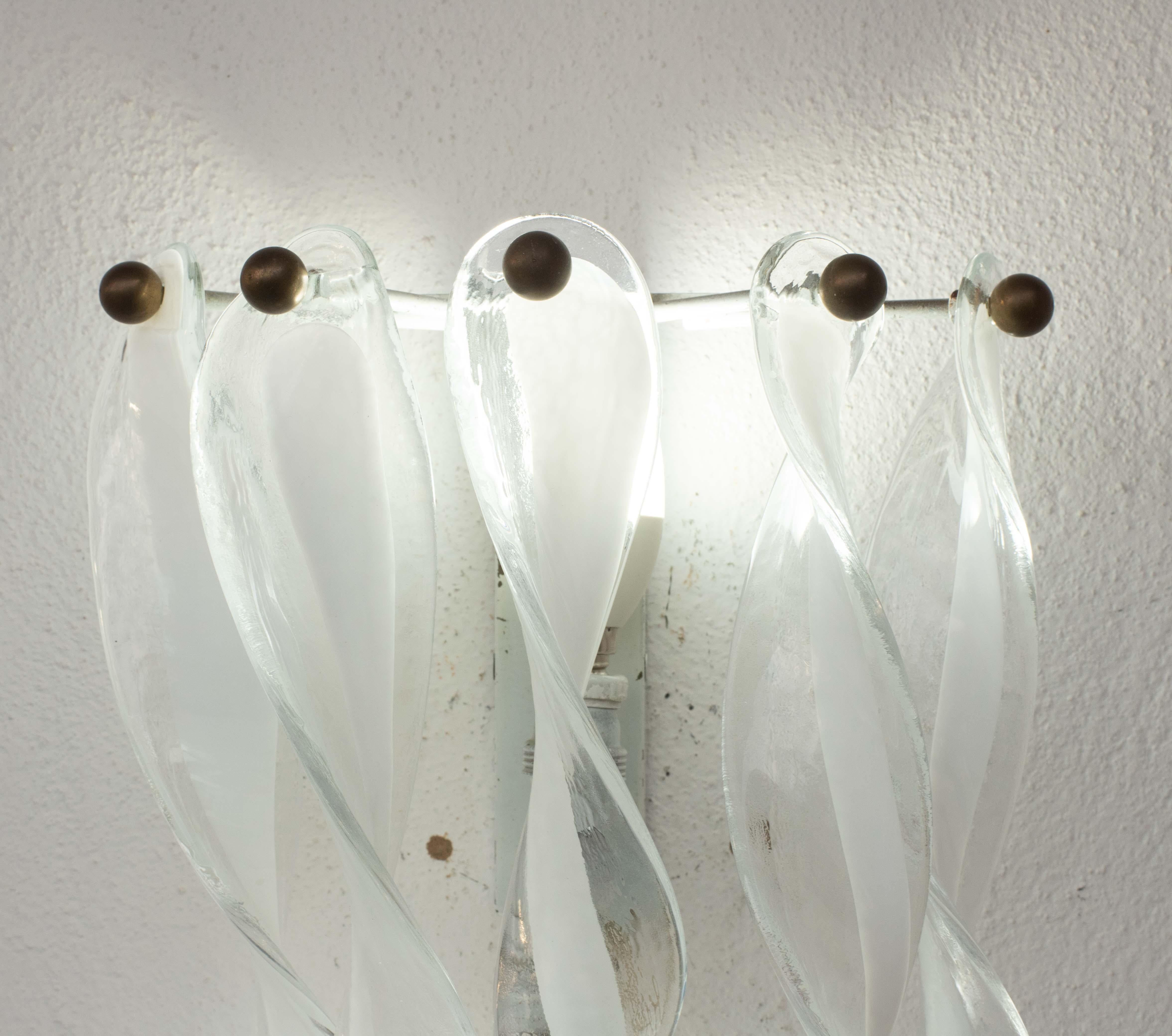 Set de 2 apliques grandes de cristal de Murano 