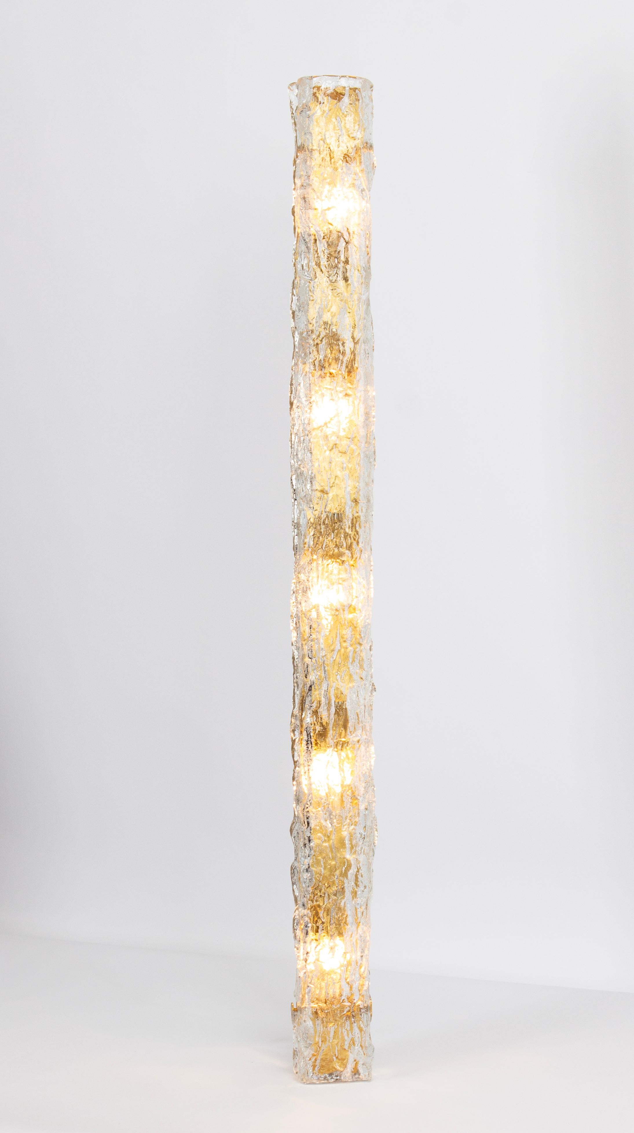 Set of 2 Large Murano Ice Glass Vanity Sconces by Kaiser, Germany, 1970s 4