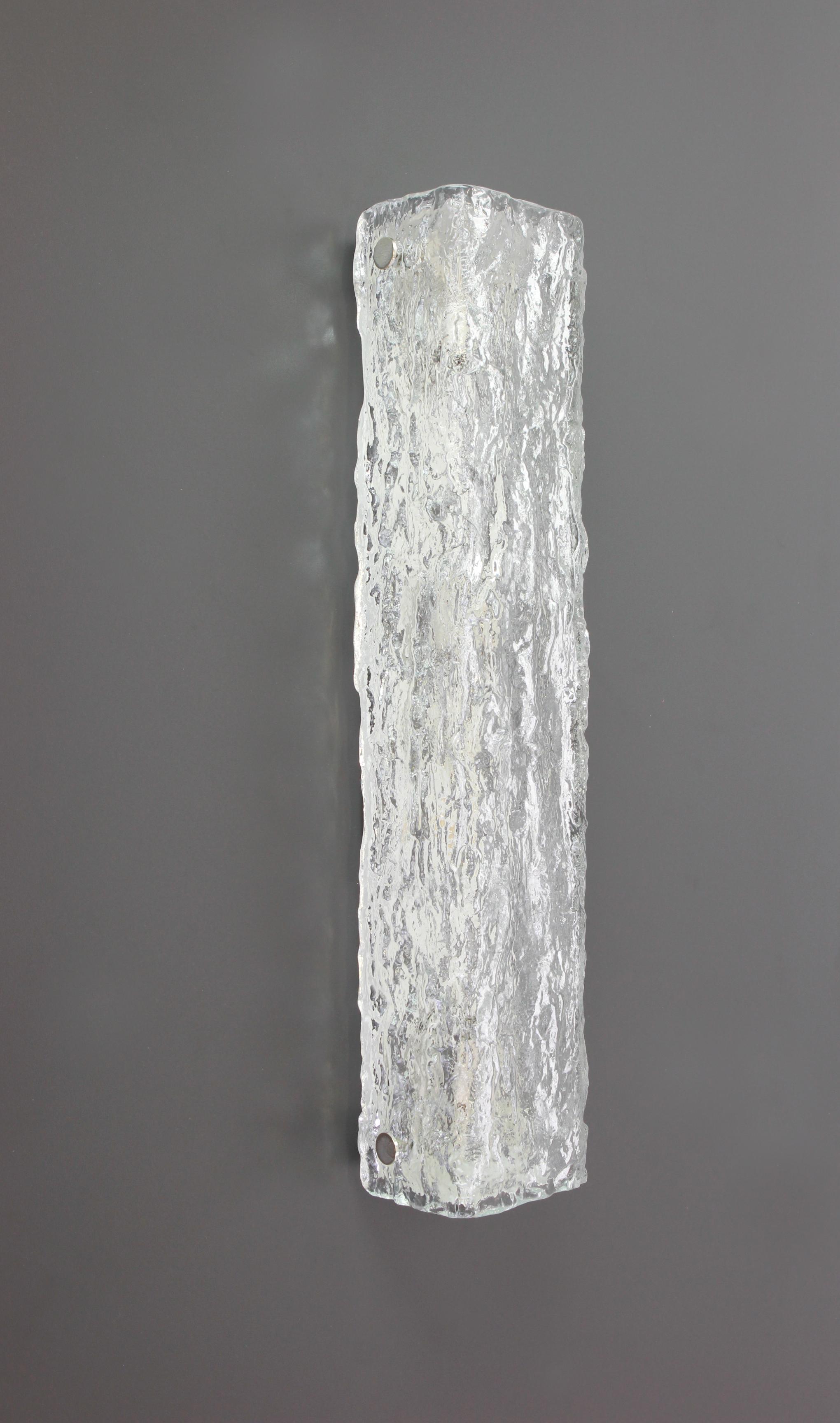 Juego de 2 grandes lámparas de tocador de cristal de Murano Ice de Kaiser, Alemania, años 70 Alemán en venta