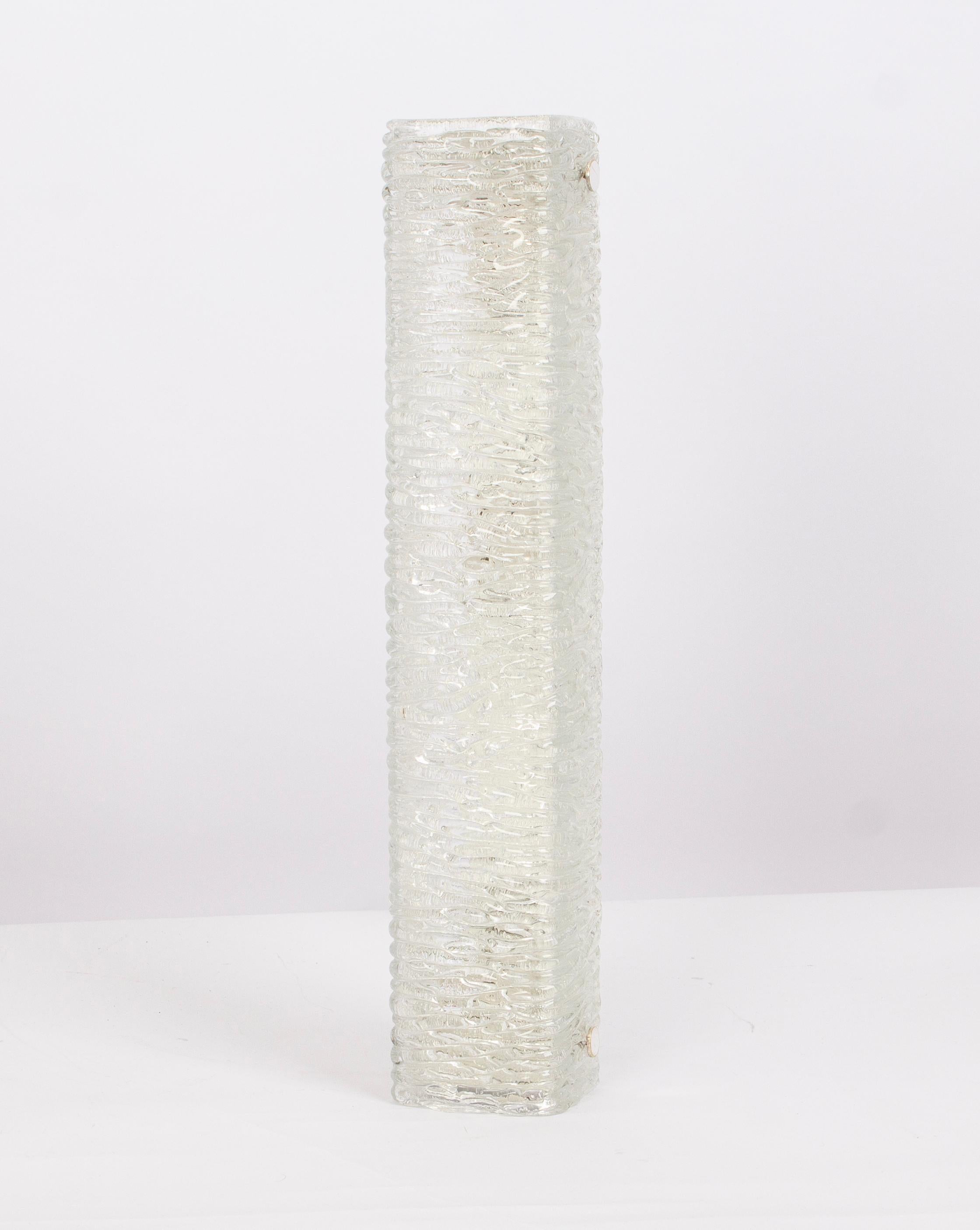 Set of 2 Large Murano Ice Glass Vanity Sconces by Kaiser, Germany, 1970s Alemán en venta