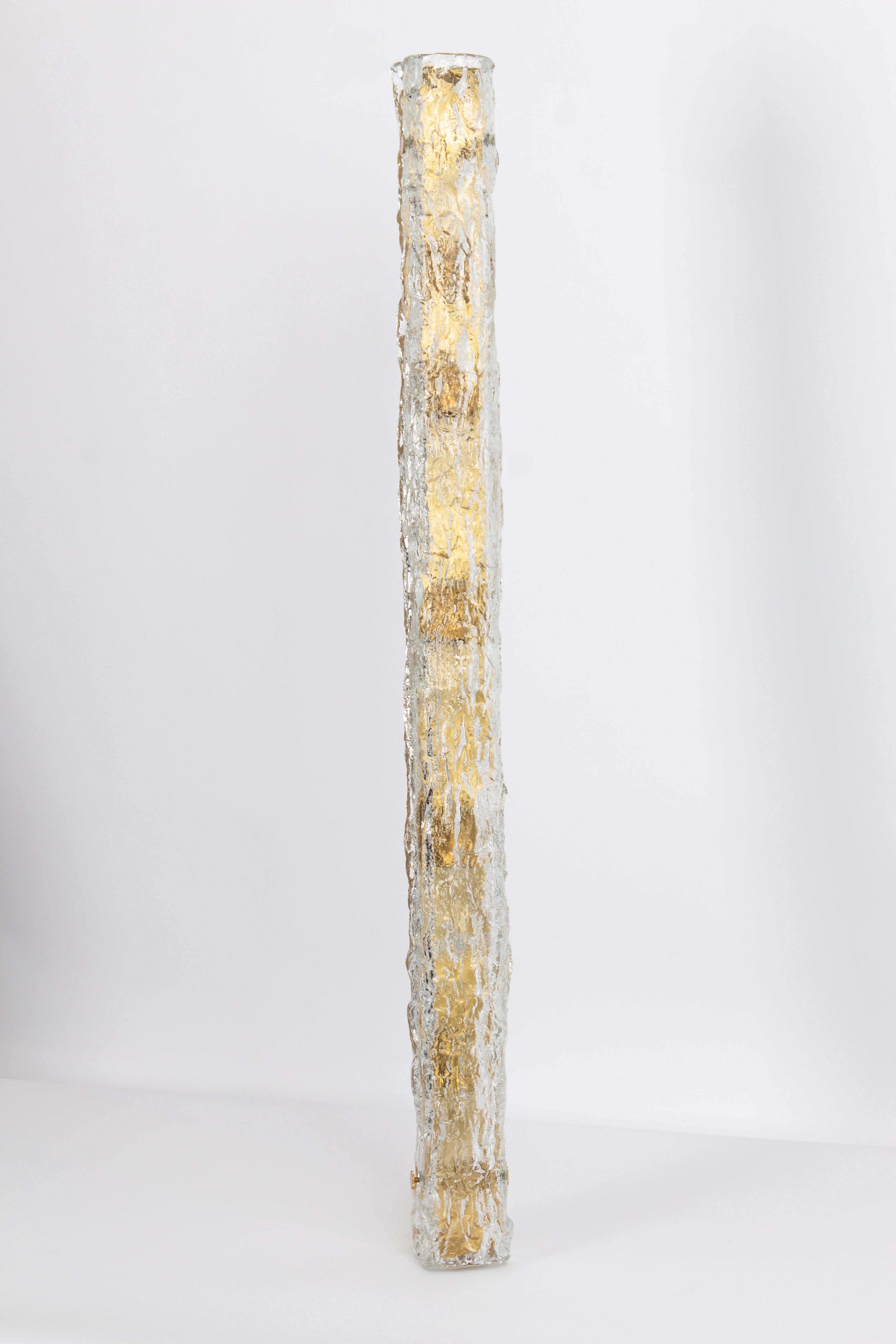 Late 20th Century Set of 2 Large Murano Ice Glass Vanity Sconces by Kaiser, Germany, 1970s