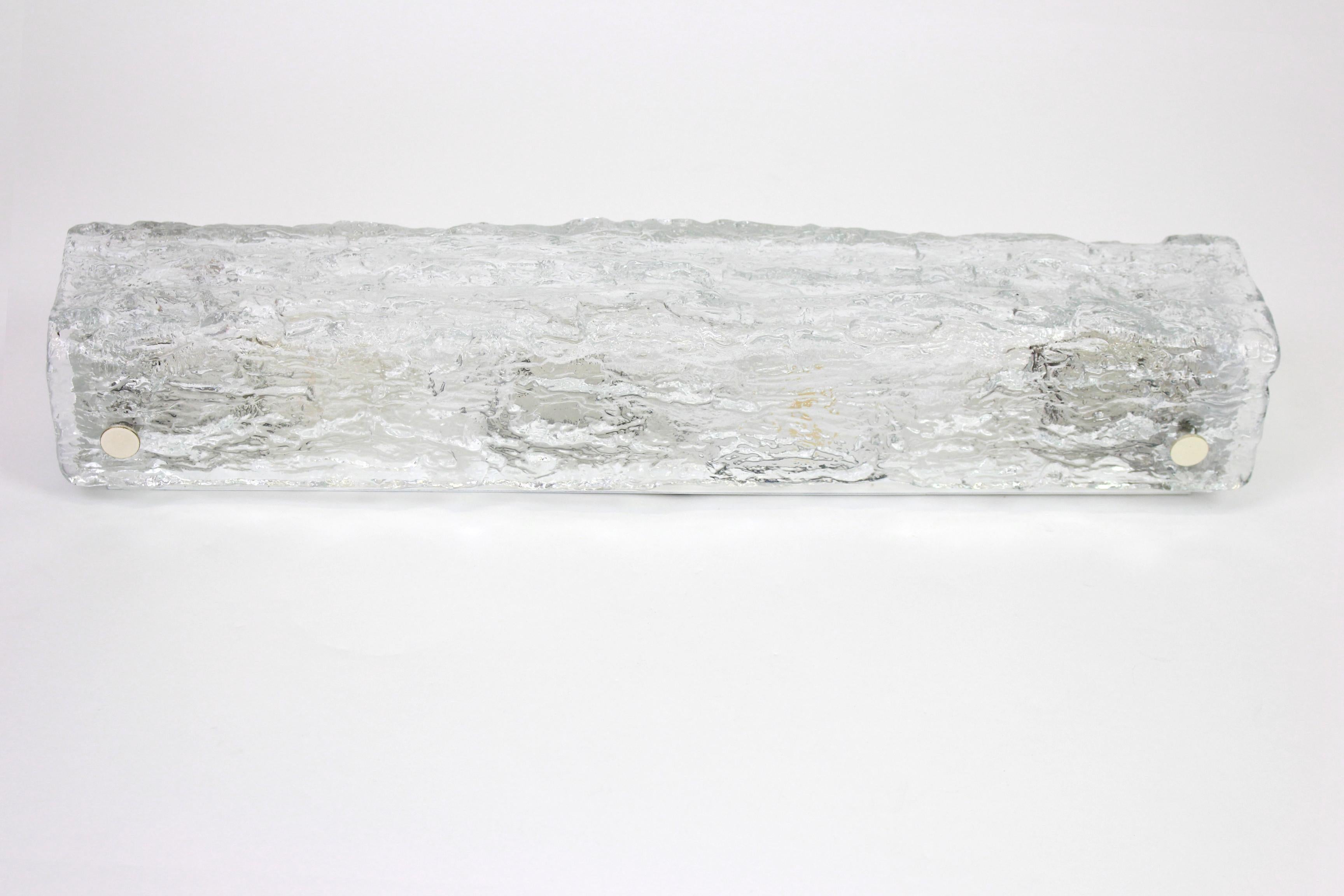 Juego de 2 grandes lámparas de tocador de cristal de Murano Ice de Kaiser, Alemania, años 70 en Bueno estado para la venta en Aachen, NRW