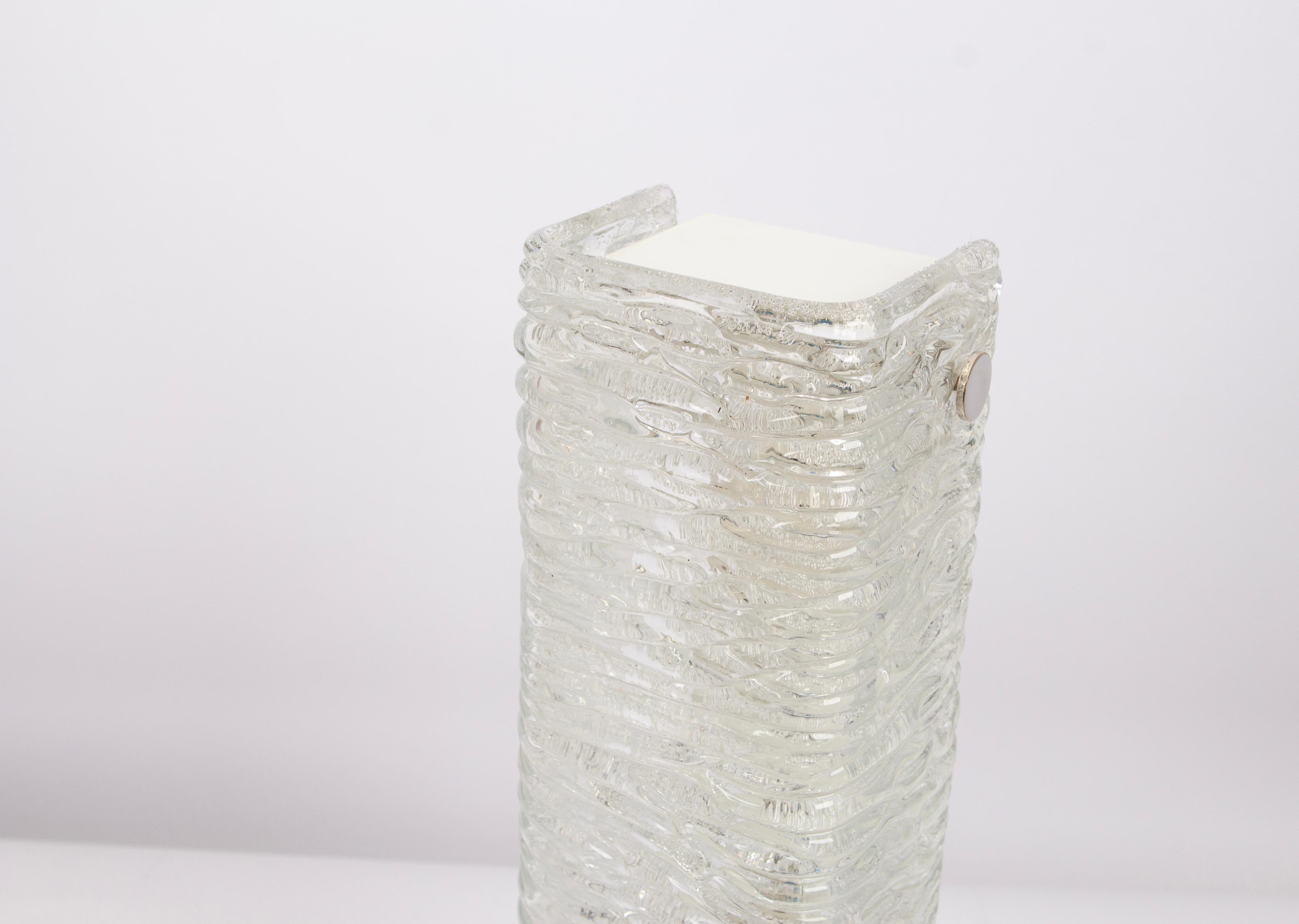 Set of 2 Large Murano Ice Glass Vanity Sconces by Kaiser, Germany, 1970s en Bueno estado para la venta en Aachen, NRW