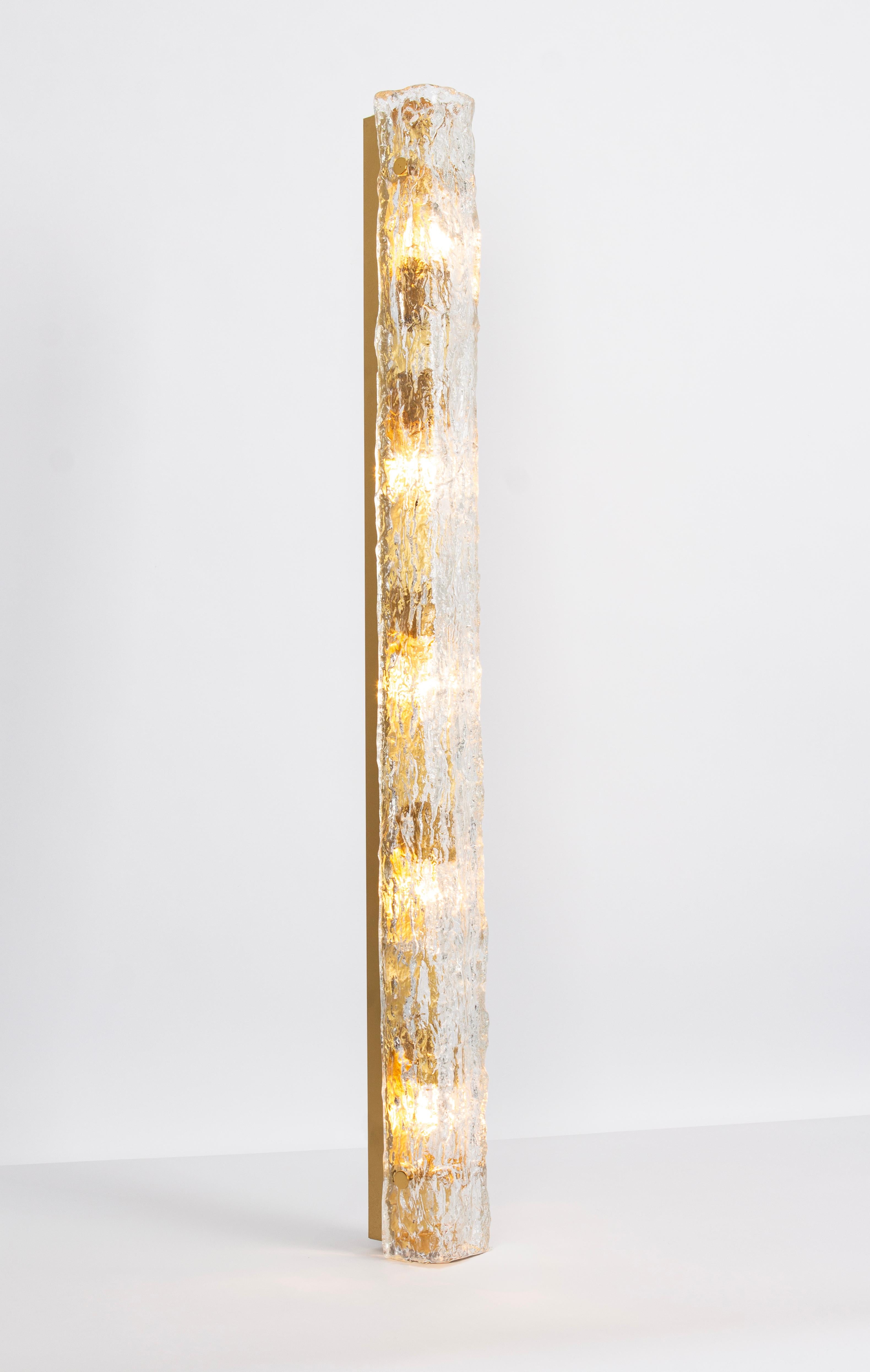 Set of 2 Large Murano Ice Glass Vanity Sconces by Kaiser, Germany, 1970s 1