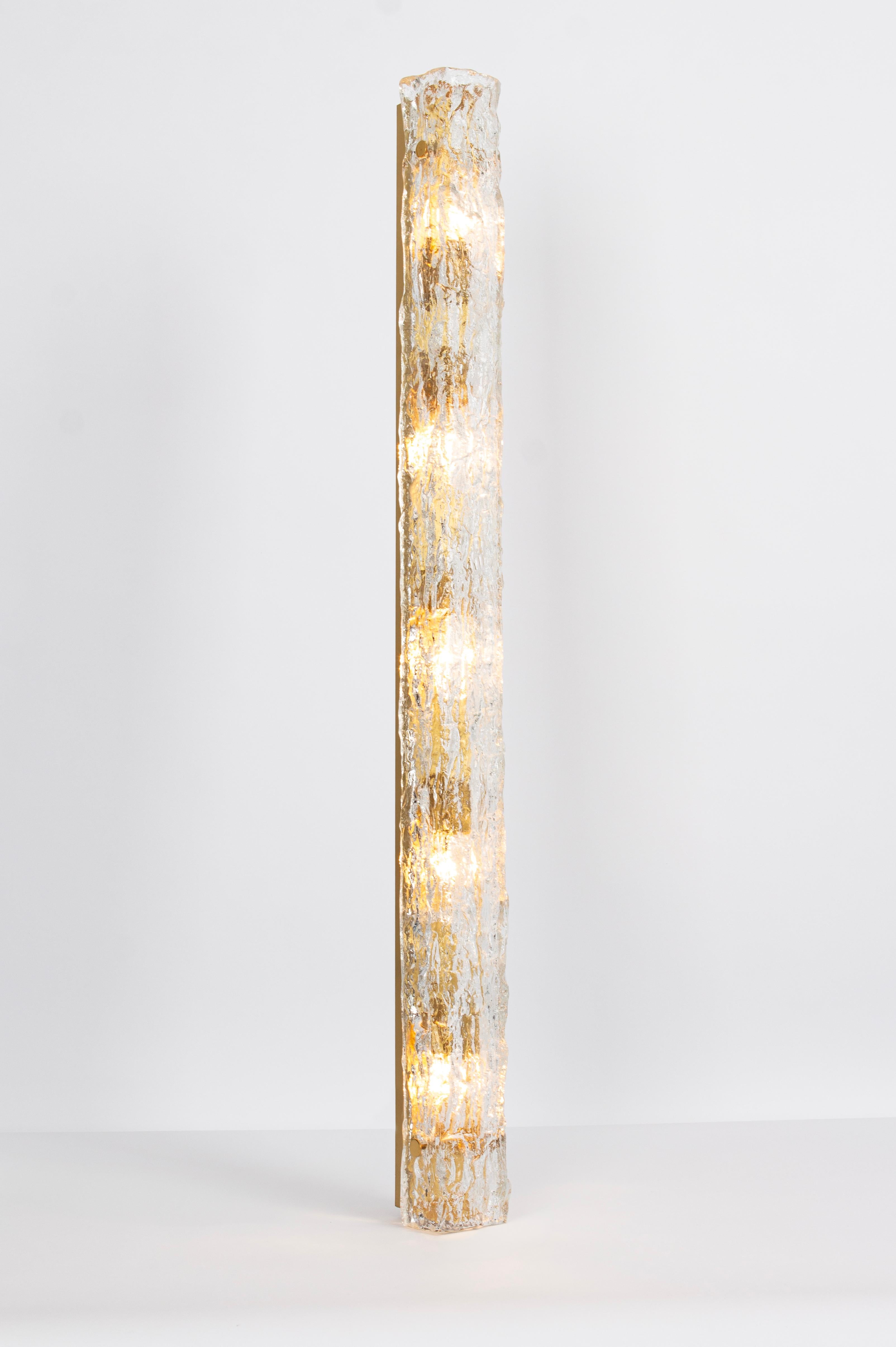 Set of 2 Large Murano Ice Glass Vanity Sconces by Kaiser, Germany, 1970s 2