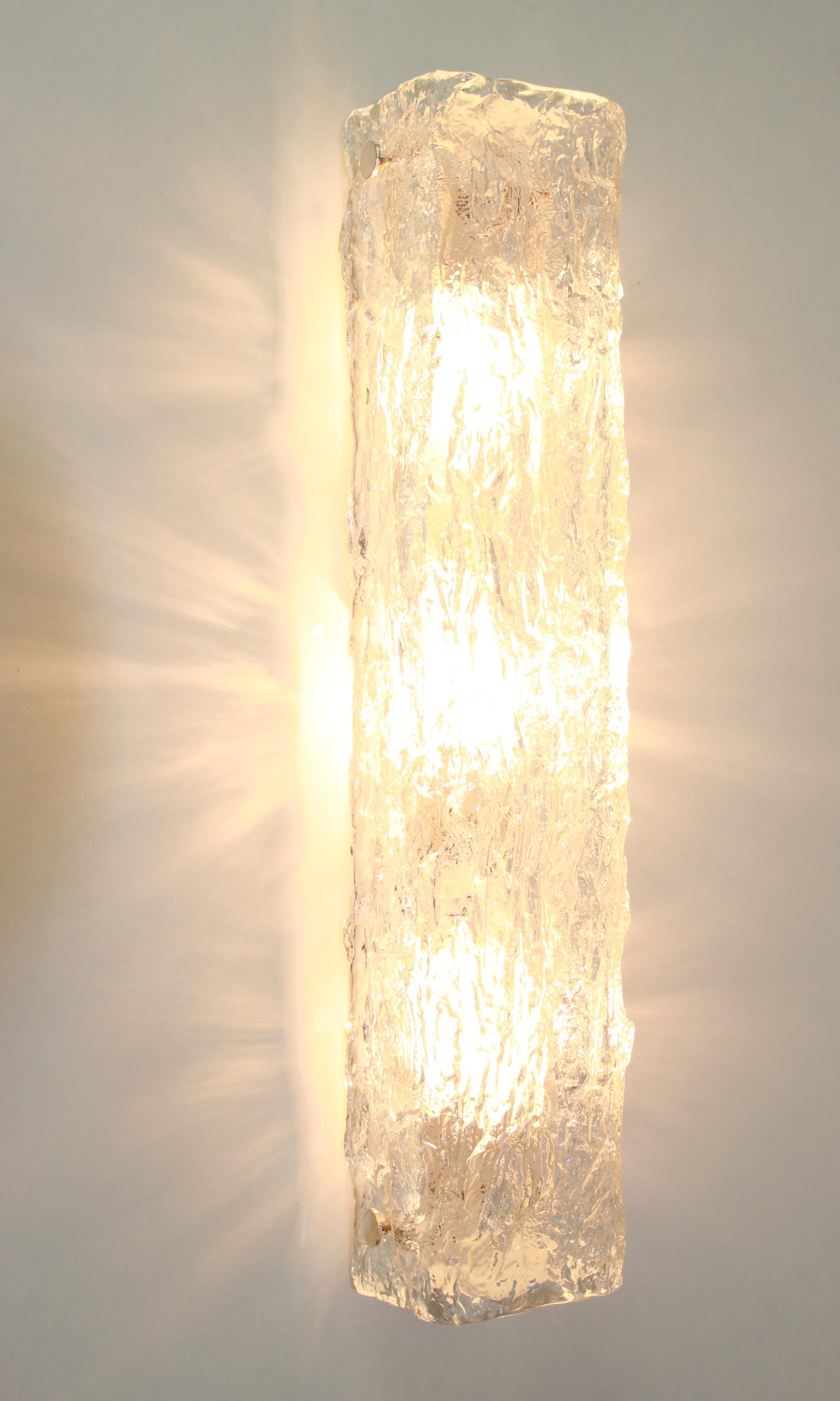 Ensemble de 2 grandes appliques de coiffeuse en verre de Murano par Kaiser, Allemagne, 1970 en vente 2