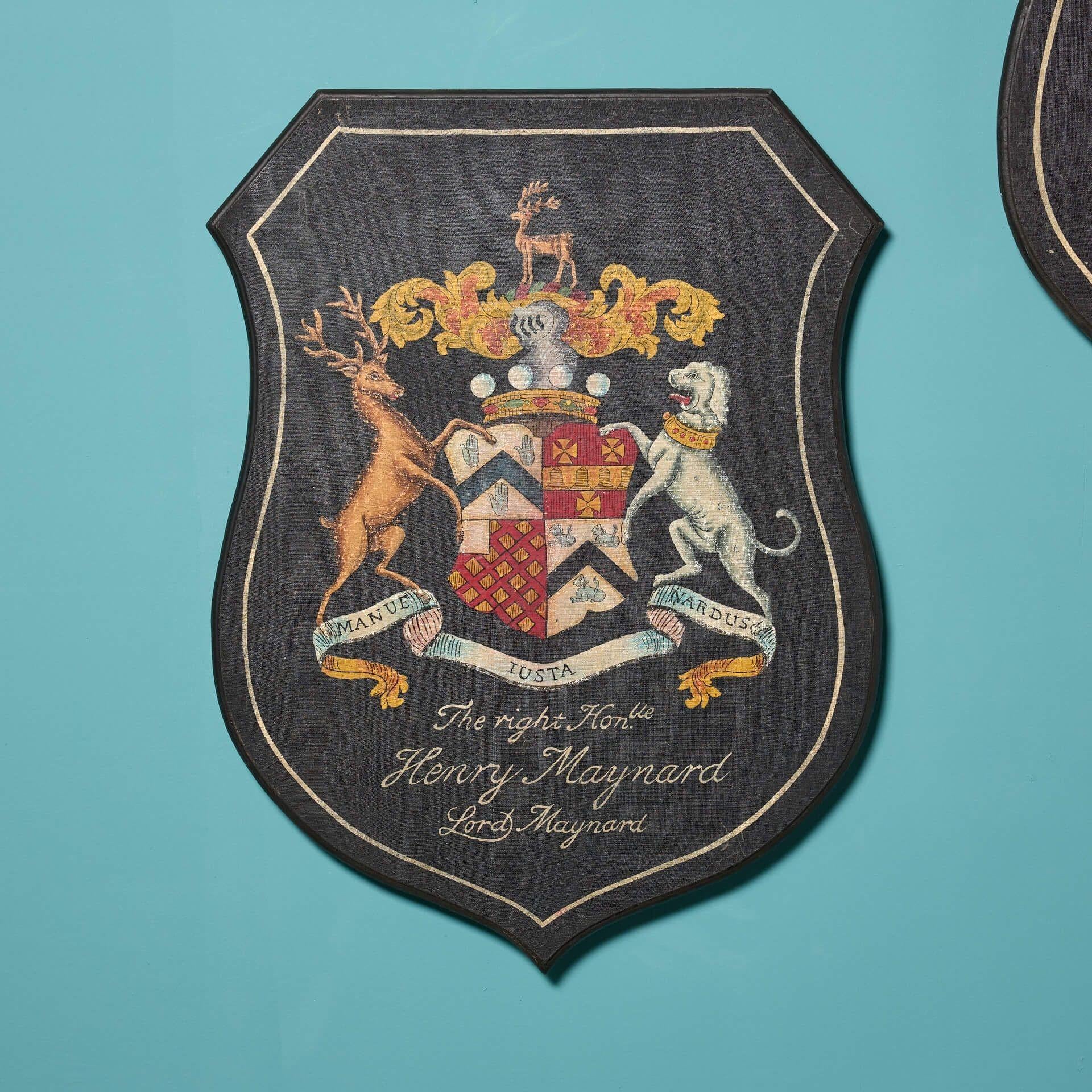 Set of 2 Large Reclaimed Armorial Panels In Fair Condition For Sale In Wormelow, Herefordshire