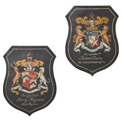 Vintage Set of 2 Large Reclaimed Armorial Panels