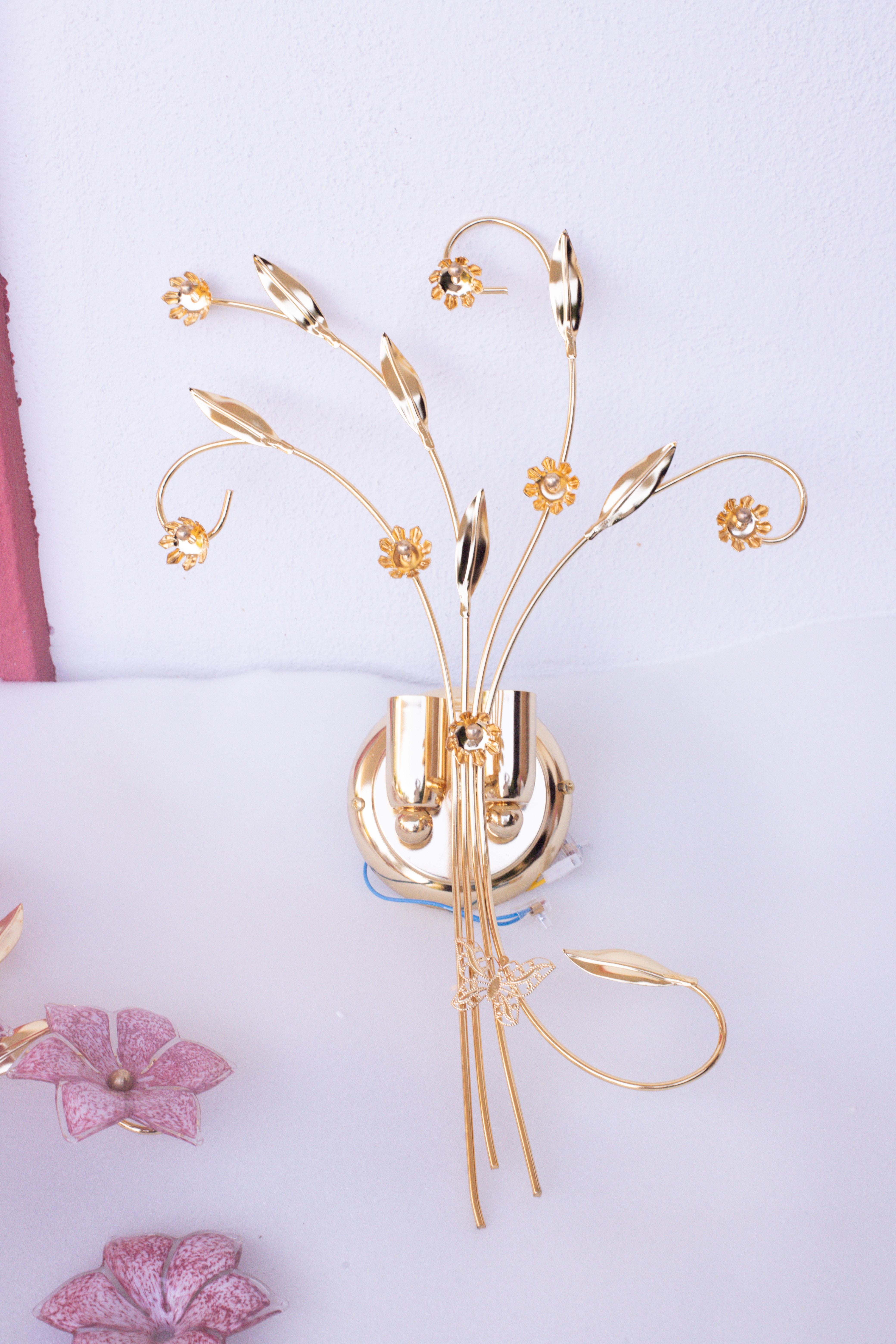 Set di 2 fiori rosa da parete di Murano di grandi dimensioni, anni '70 in vendita 2