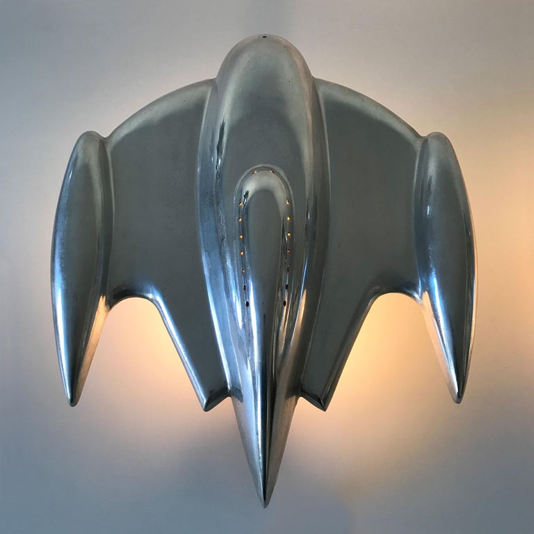 Set of 2 Large Sputnik Spaceship Wall Lamps or Sconces, 1990s, France