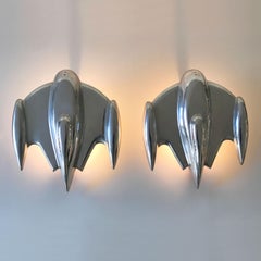 Set of 2 Large Sputnik Spaceship Wall Lamps or Sconces, 1990s, France
