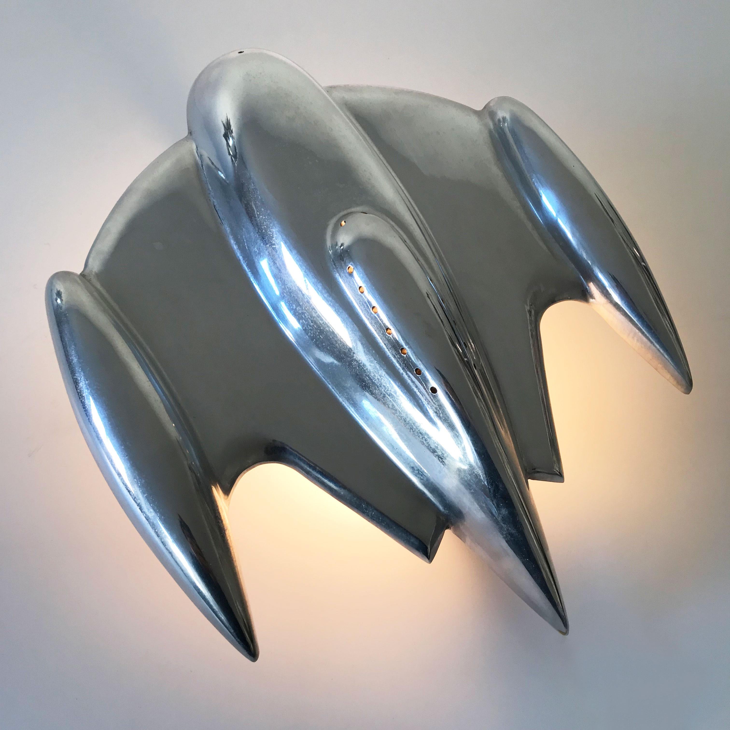 Fin du 20e siècle Ensemble de 2 grandes lampes murales ou appliques de type Spoutnik Spaceship, années 1990, France en vente