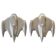 Set of 2 Large Sputnik Spaceship Wall Lamps or Sconces, 1990s, France