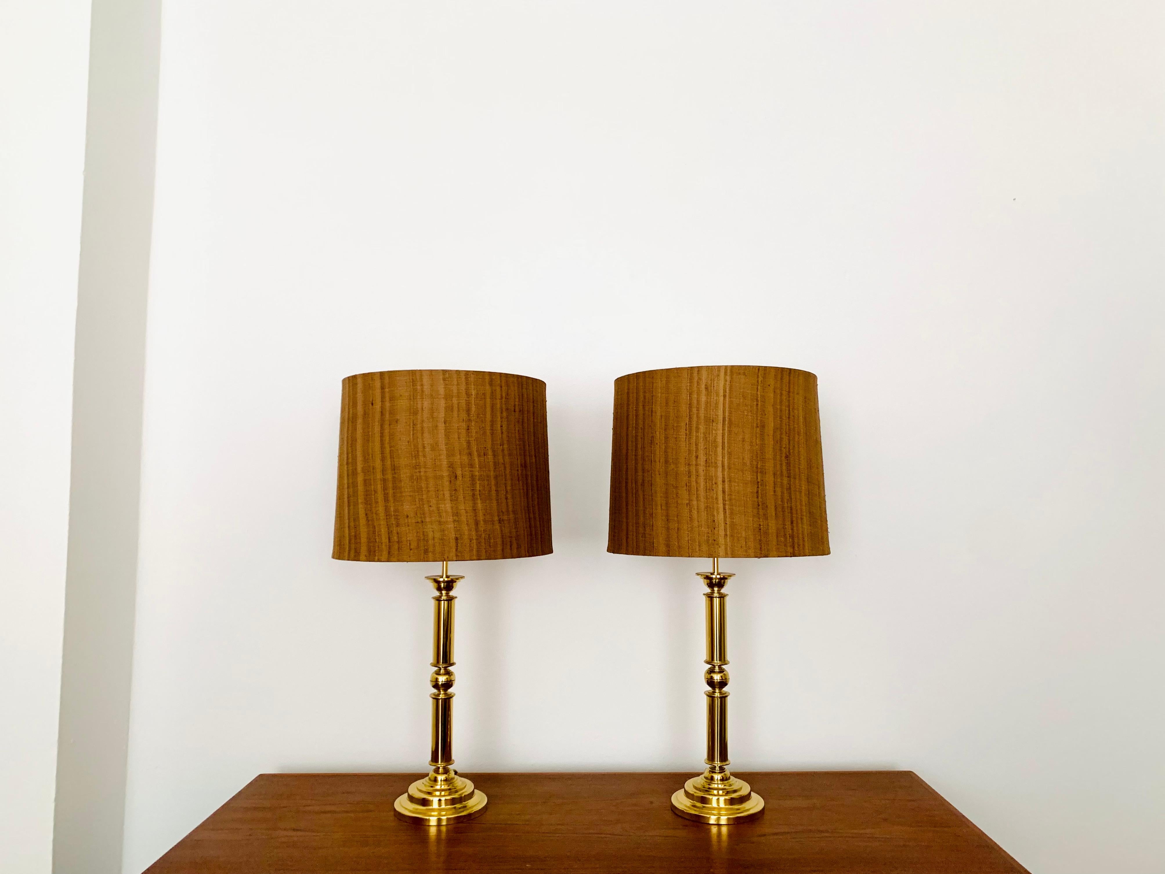 Mid-Century Modern Set of 2 Large Table Lamps by Vereinigte Werkstätten Collection For Sale