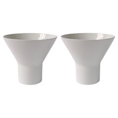 Set of 2 Large White Ceramic KYO Vases by Mazo Design
