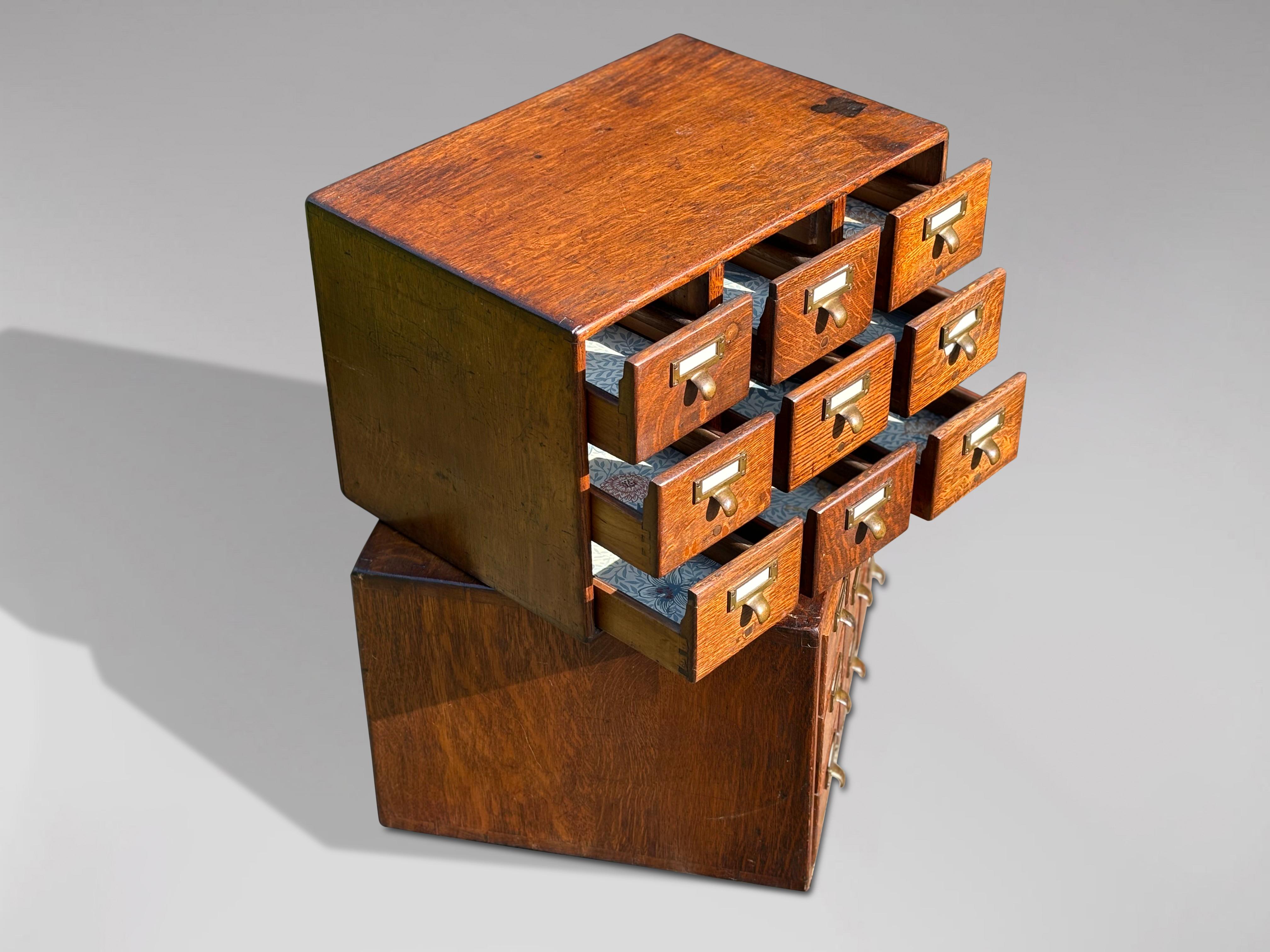 Set of 2 Late 19th Century Oak Library Index Card Cabinets For Sale 5