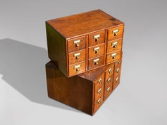 Set of 2 Late 19th Century Oak Library Index Card Cabinets