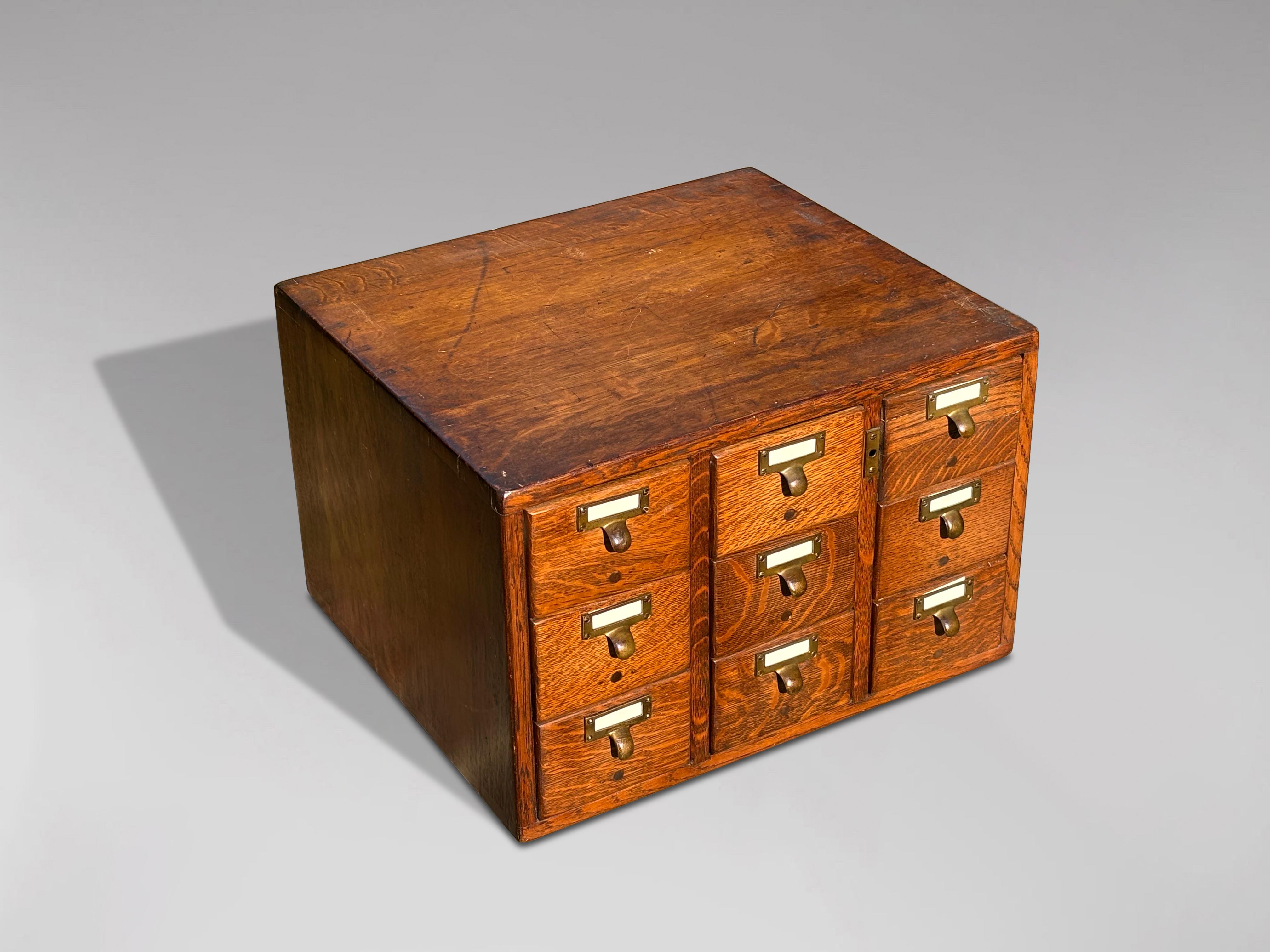 British Set of 2 Late 19th Century Oak Library Index Card Cabinets For Sale