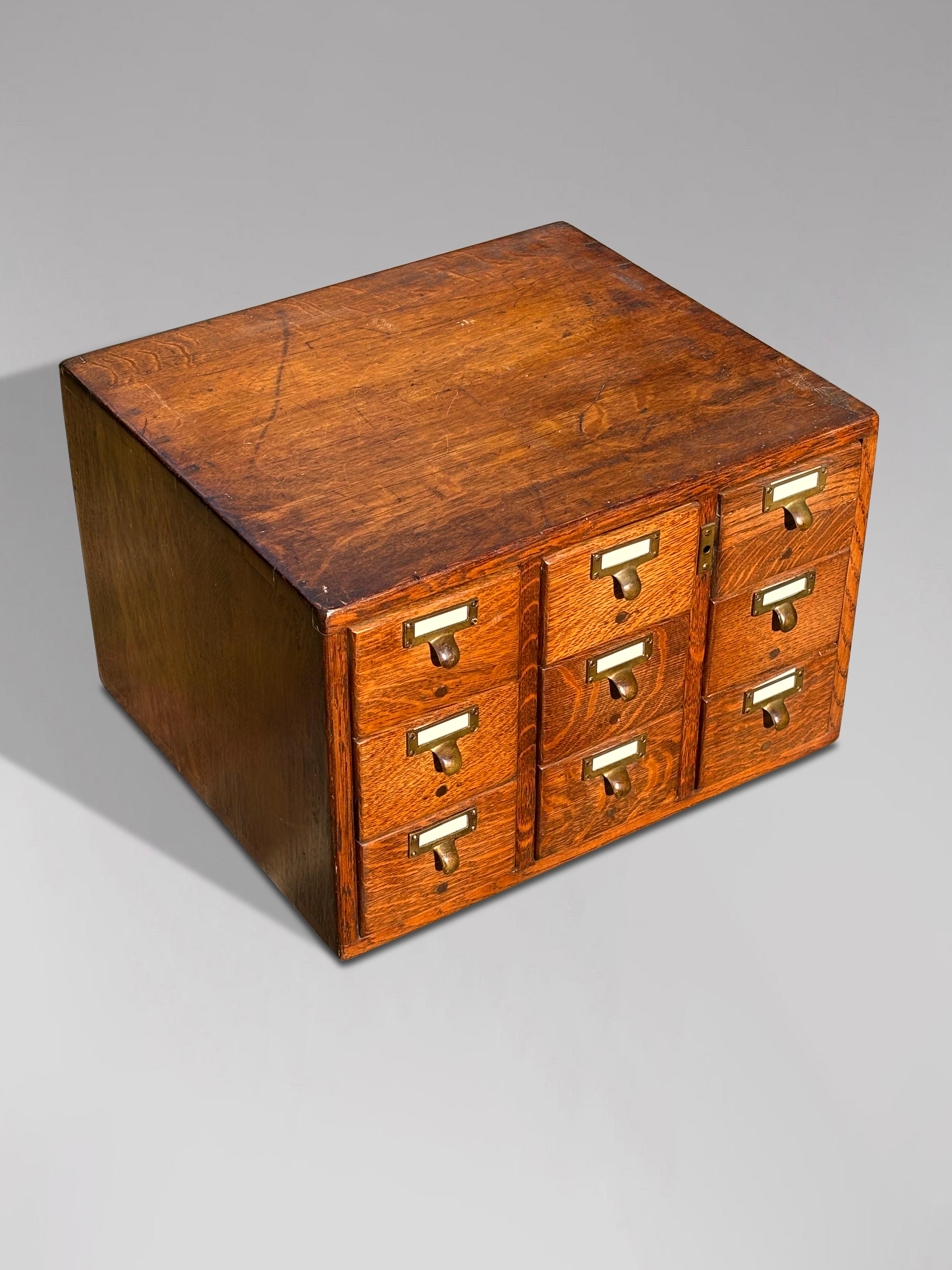 Set of 2 Late 19th Century Oak Library Index Card Cabinets For Sale 1