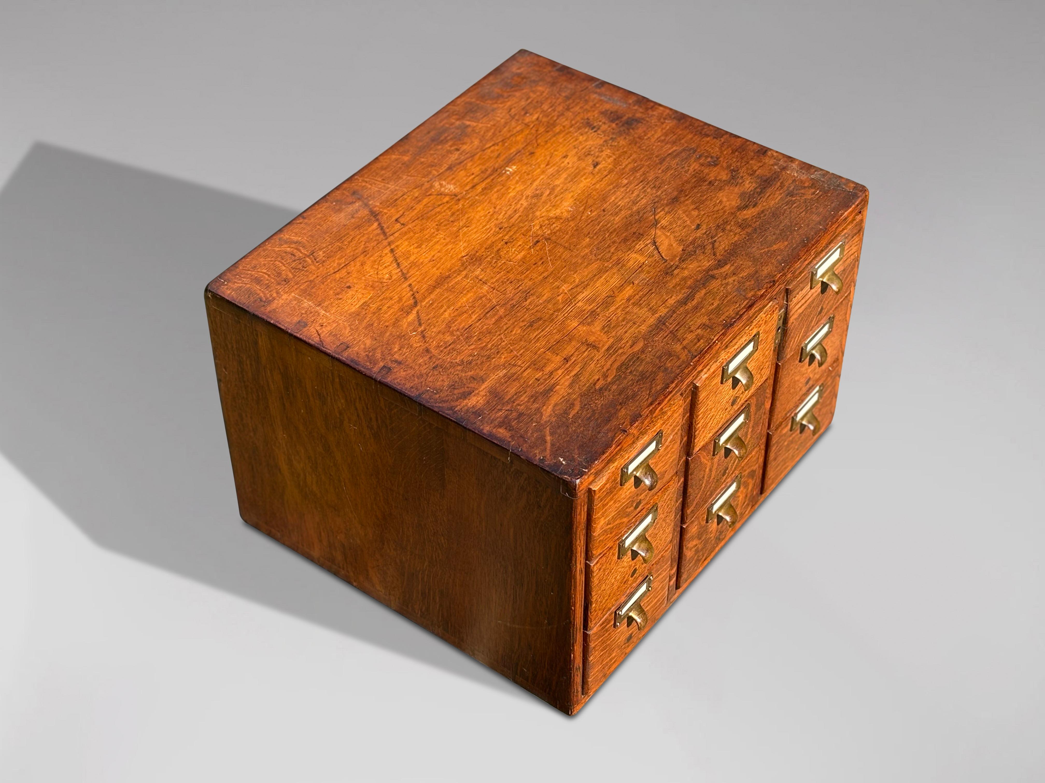 Set of 2 Late 19th Century Oak Library Index Card Cabinets For Sale 3