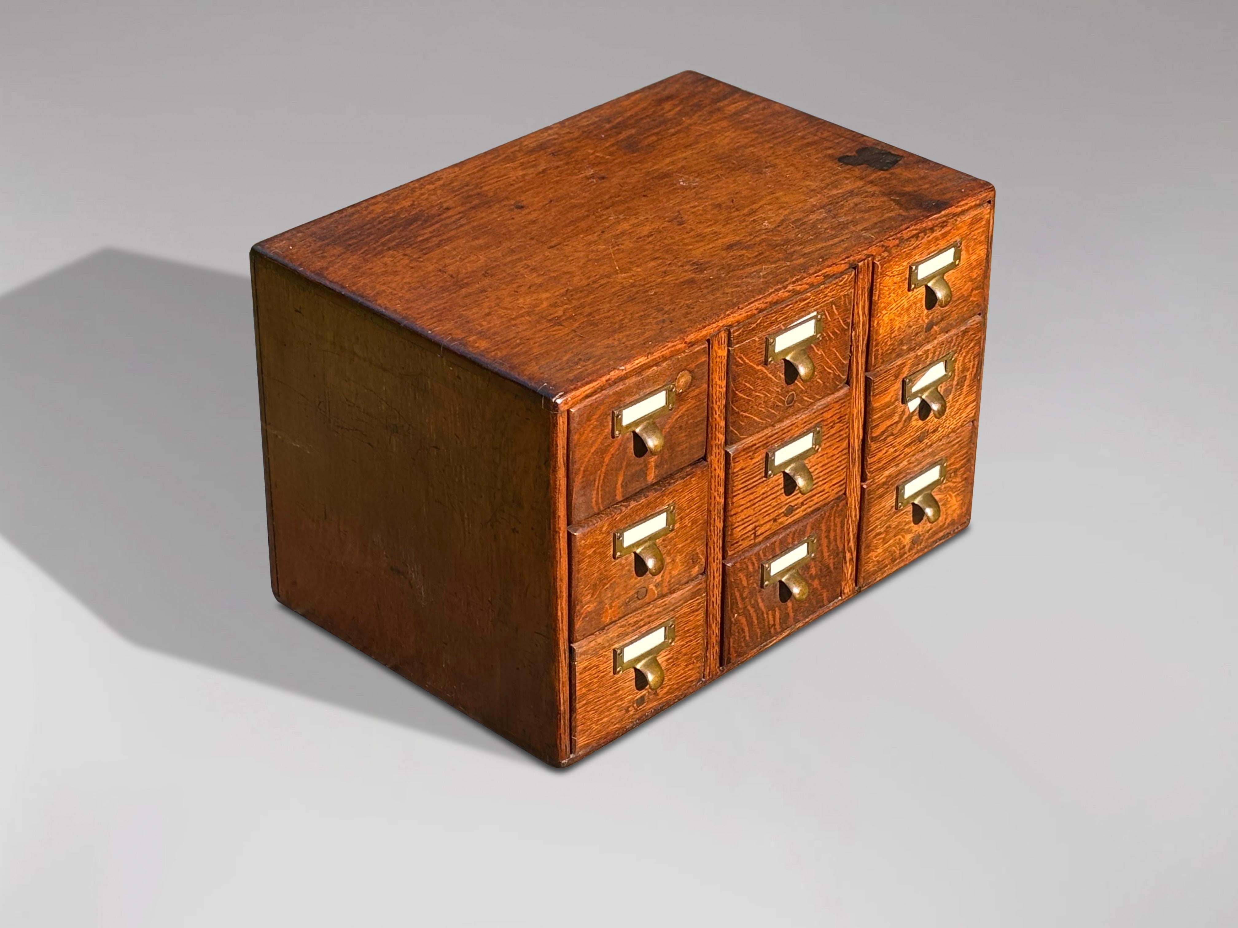 Set of 2 Late 19th Century Oak Library Index Card Cabinets For Sale 4