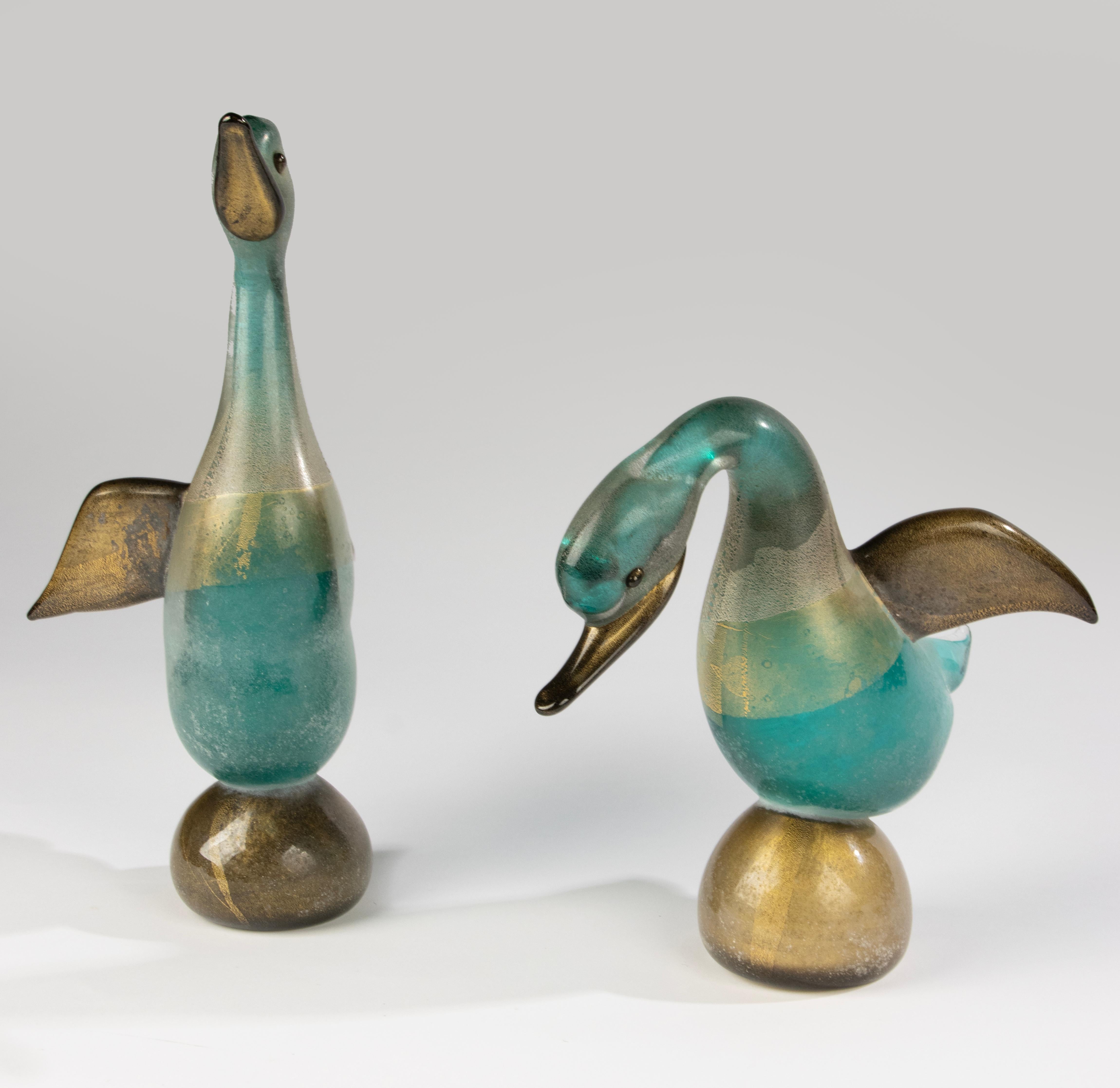 Ensemble de 2 figurines en verre d'art de la fin du 20e siècle - Canards - Cenedese Murano en vente 3