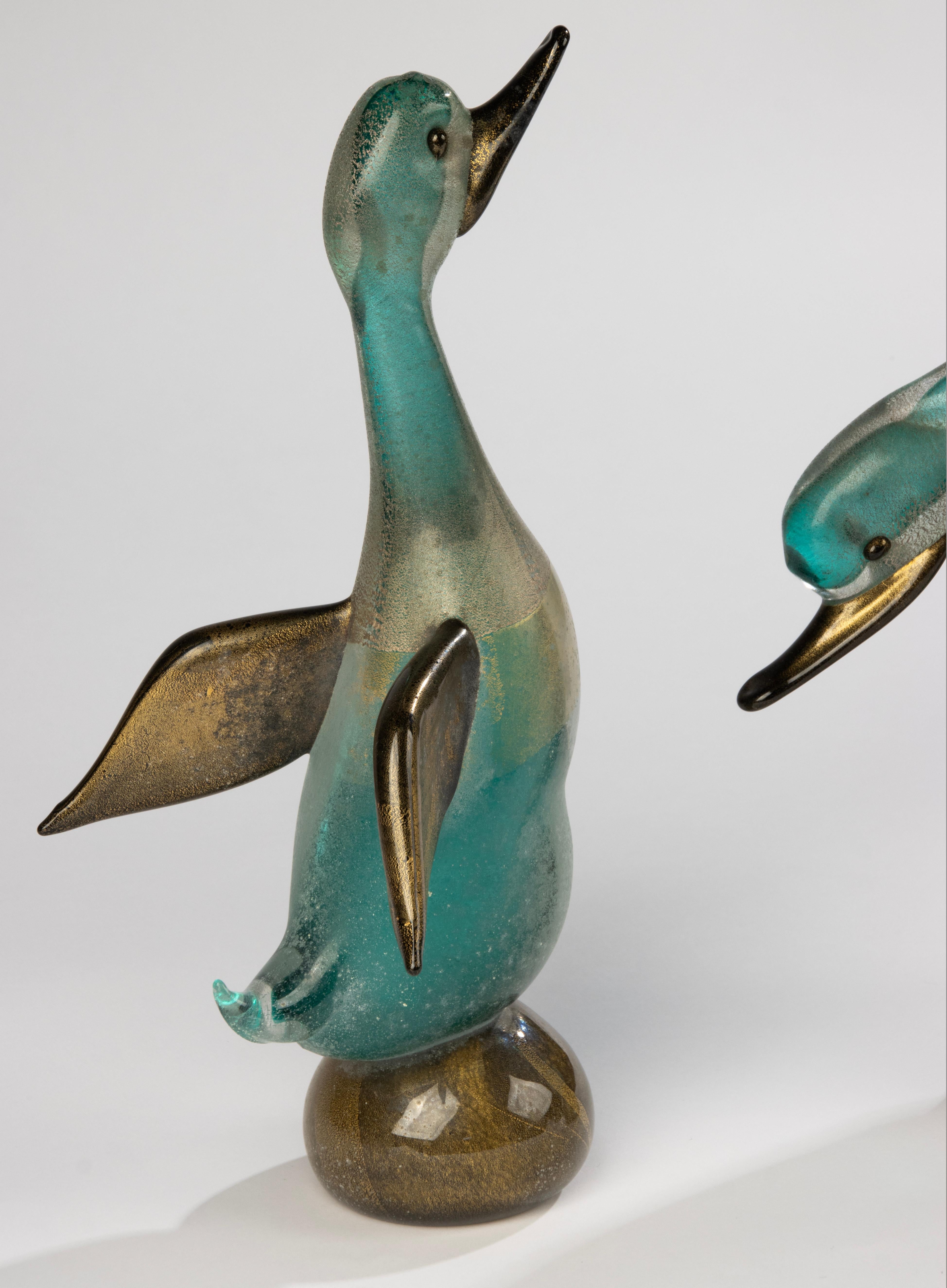 Ensemble de 2 figurines en verre d'art de la fin du 20e siècle - Canards - Cenedese Murano en vente 5