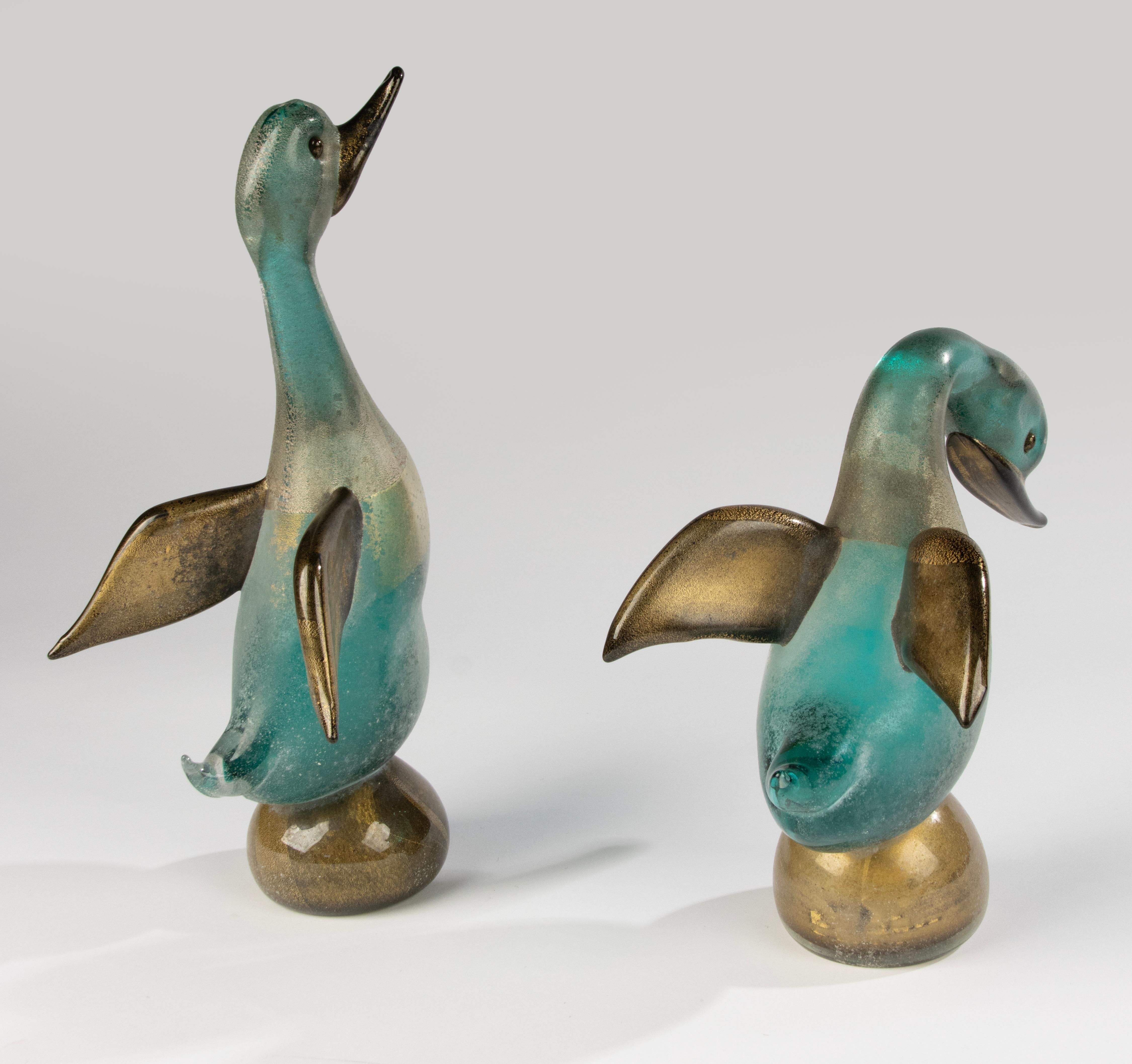Ensemble de 2 figurines en verre d'art de la fin du 20e siècle - Canards - Cenedese Murano en vente 7