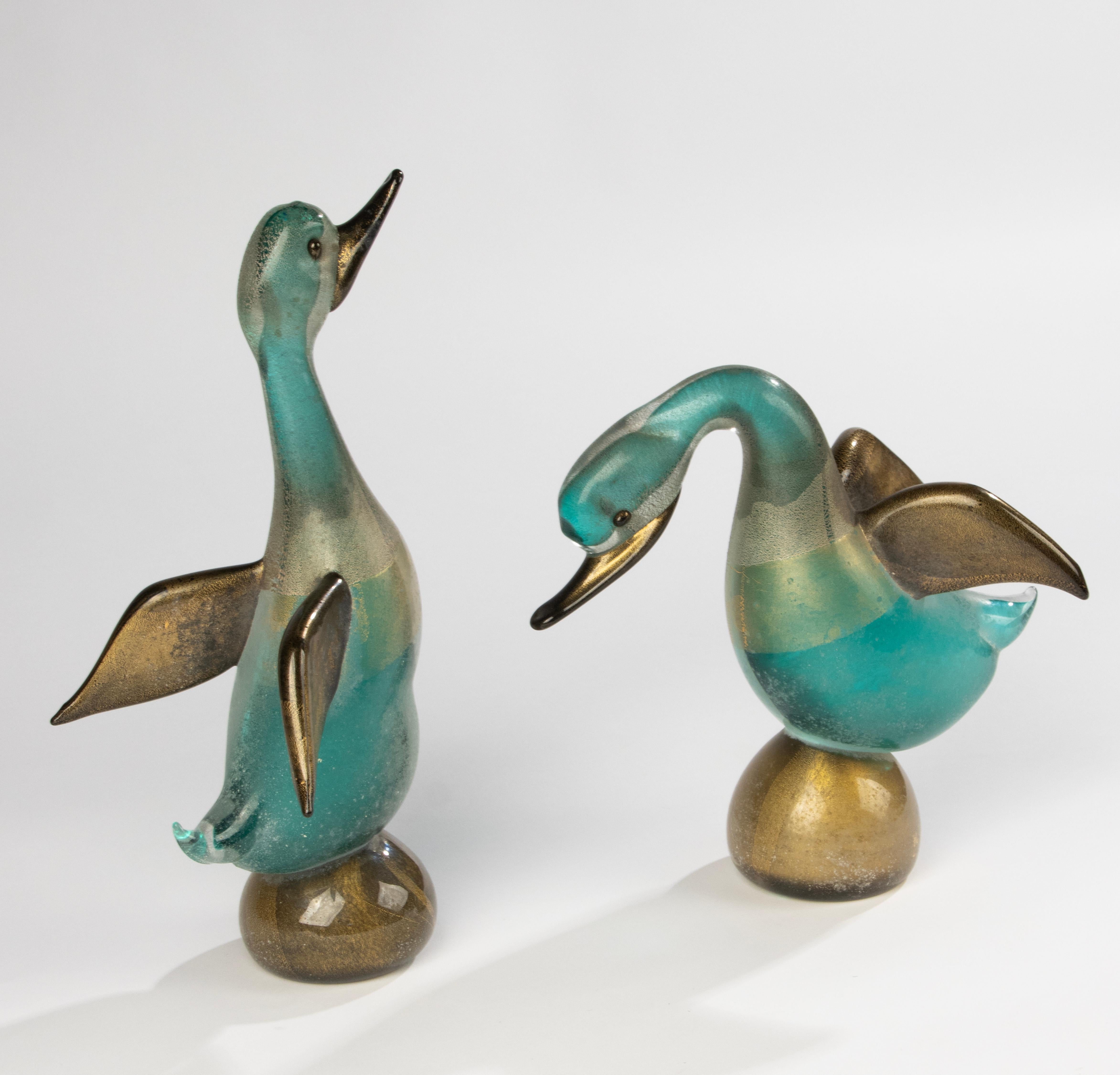 Verre Ensemble de 2 figurines en verre d'art de la fin du 20e siècle - Canards - Cenedese Murano en vente