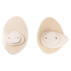 Set di 2 lampade a muro contemporanee in ceramica bianca e nera di Elsa Foulon