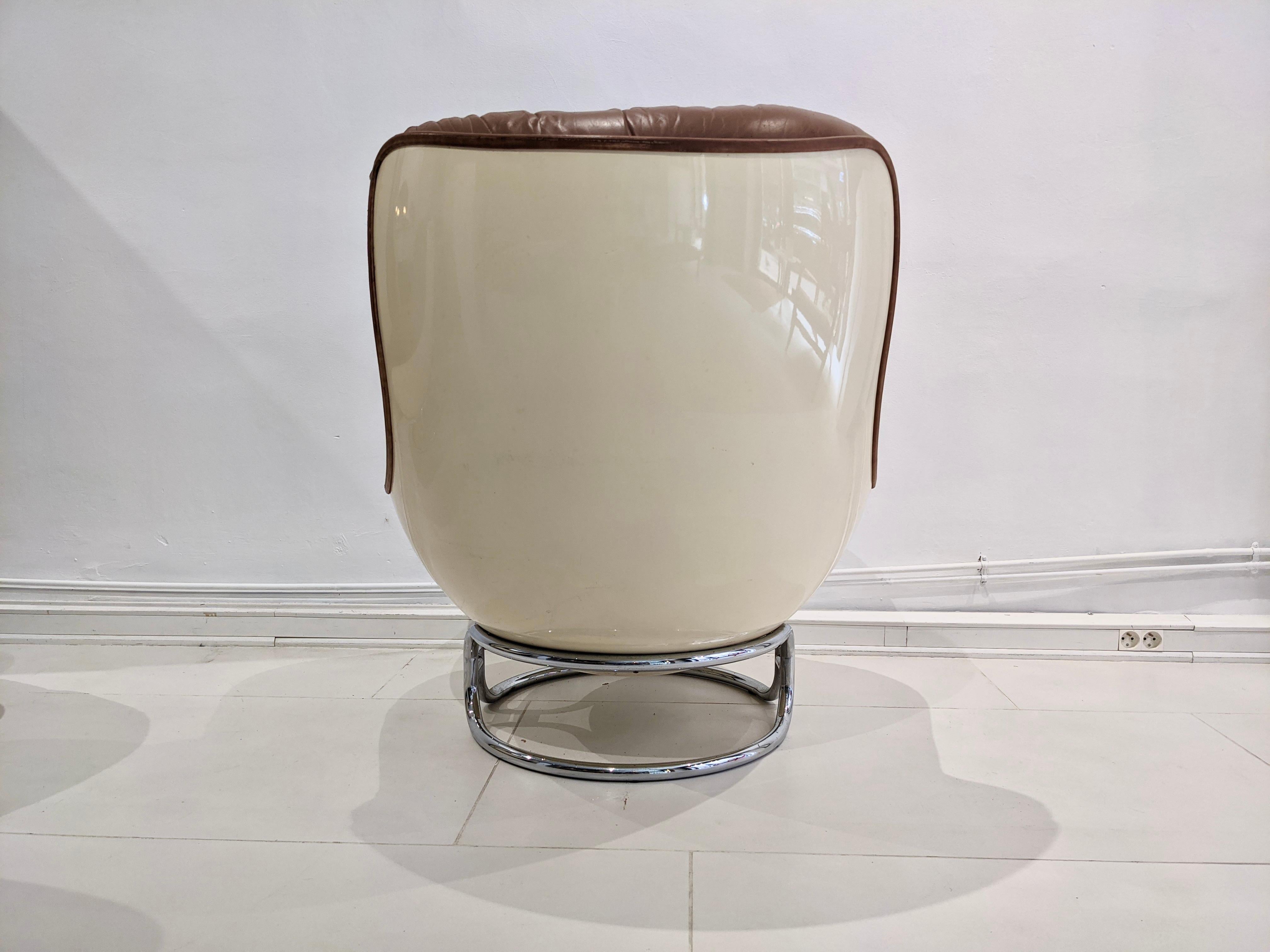 Mid-Century Modern Ensemble de 2 fauteuils en cuir de Michel Cadestin