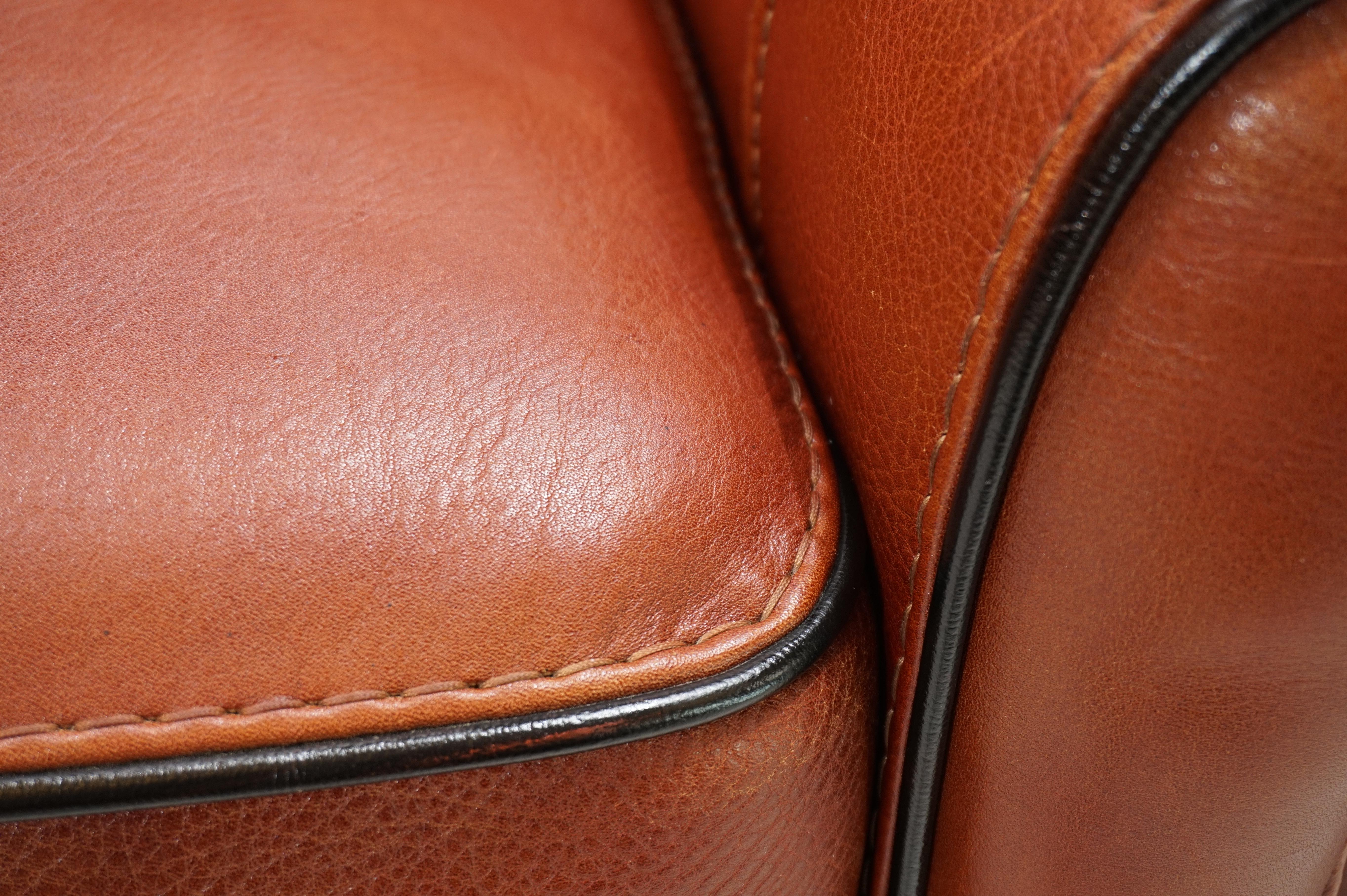 Set of 2 leather armchairs, cognac coloured, 1990 2