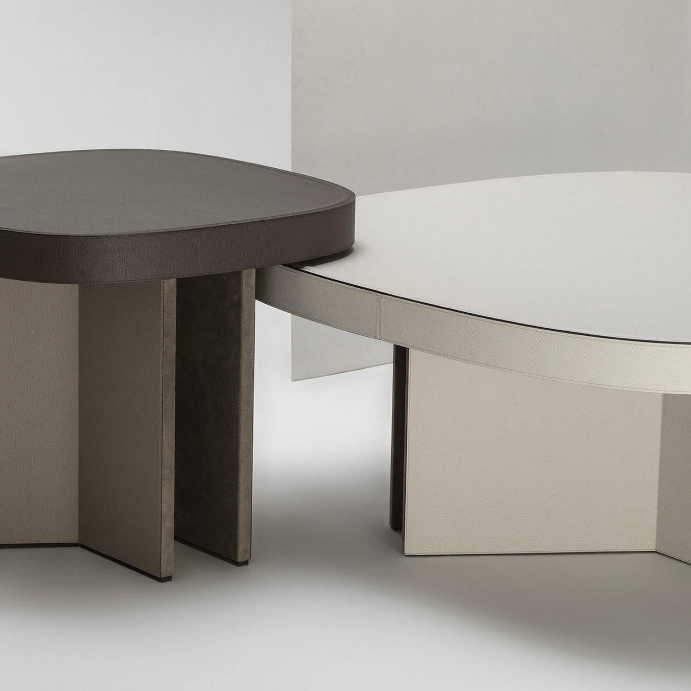 Modern Set of 2 Leather Coffee Tables, Bivio by Stephane Parmentier for Giobagnara For Sale