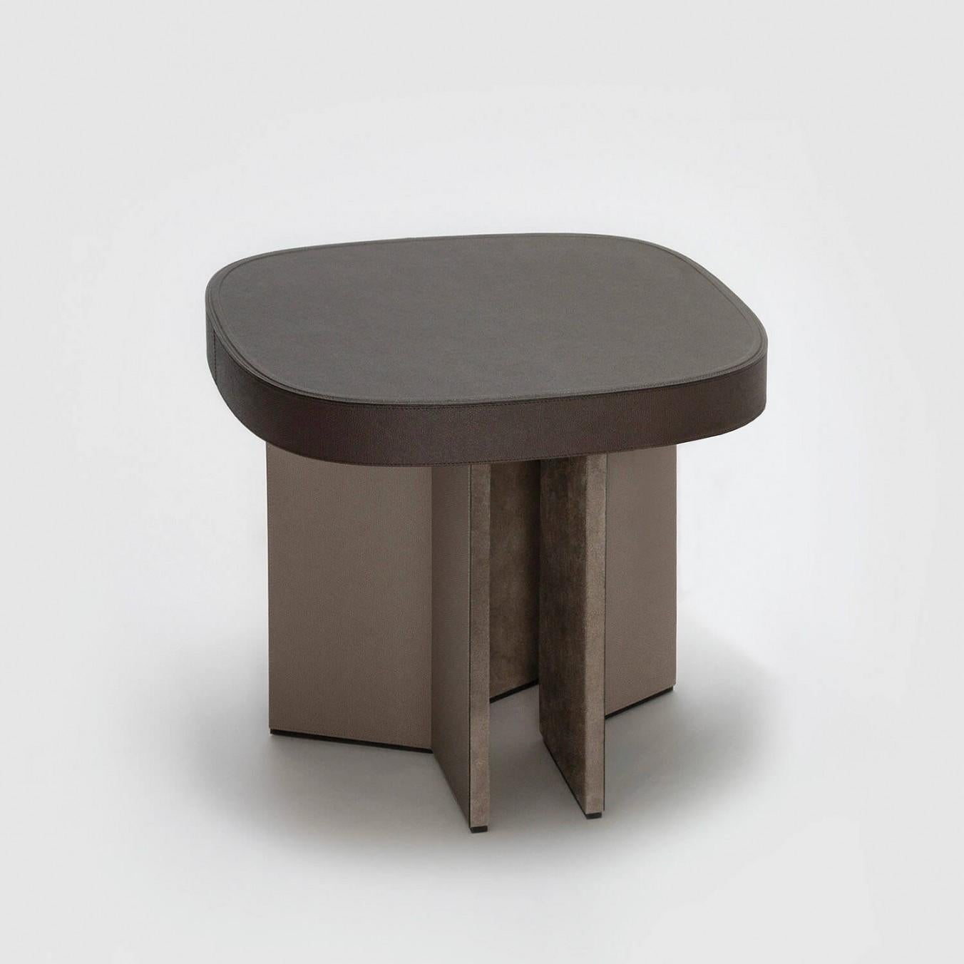 Italian Set of 2 Leather Coffee Tables, Bivio by Stephane Parmentier for Giobagnara For Sale