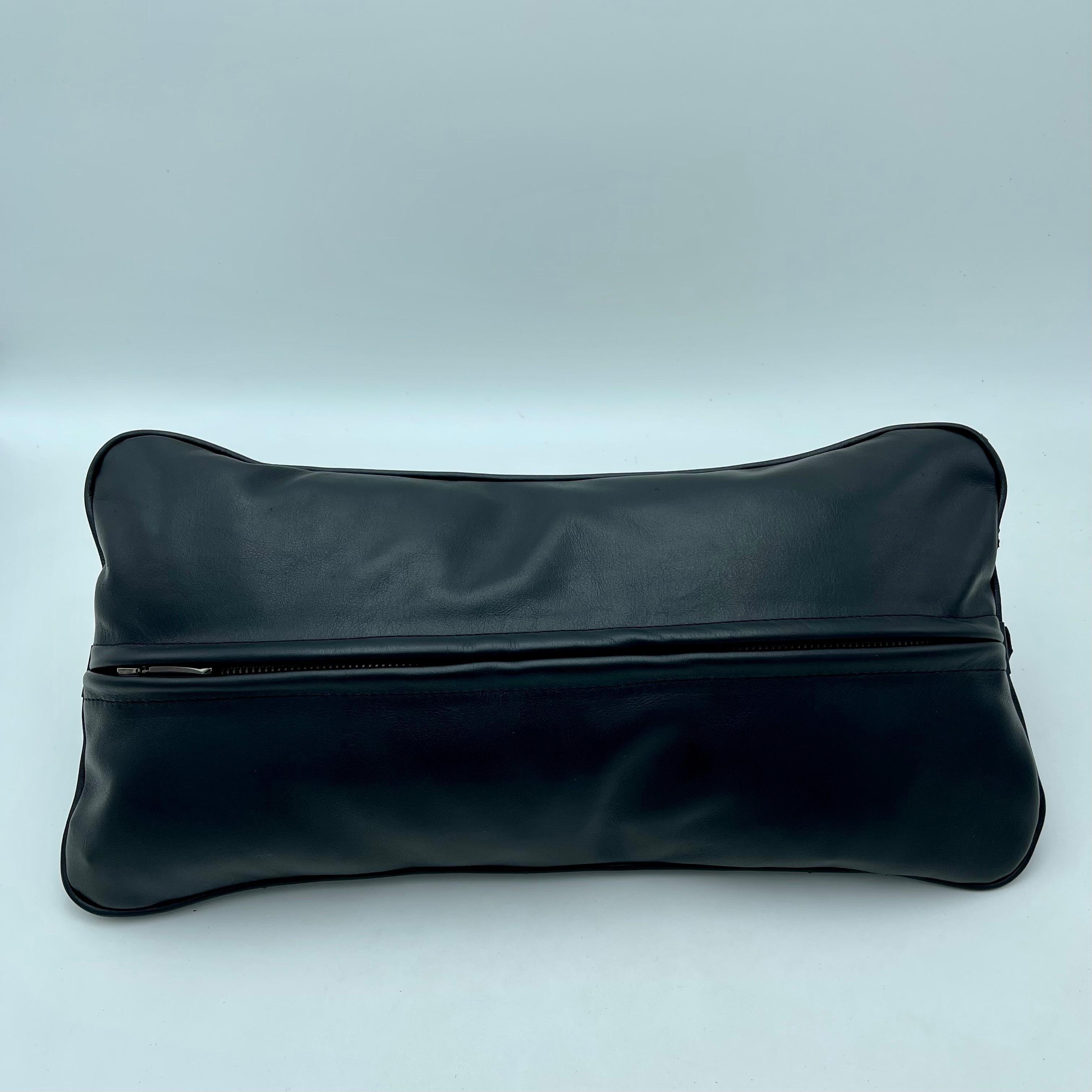 Vegetable Dyed Set of 2 Leather Cushion, Exclusive Fish Leather Black Color For Sale