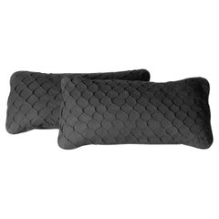 Set of 2 Leather Cushion, Exclusive Fish Leather Black Color