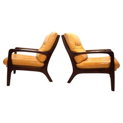 Set of 2 leather lounge chairs by Eugen Schmidt for Soloform, 1960