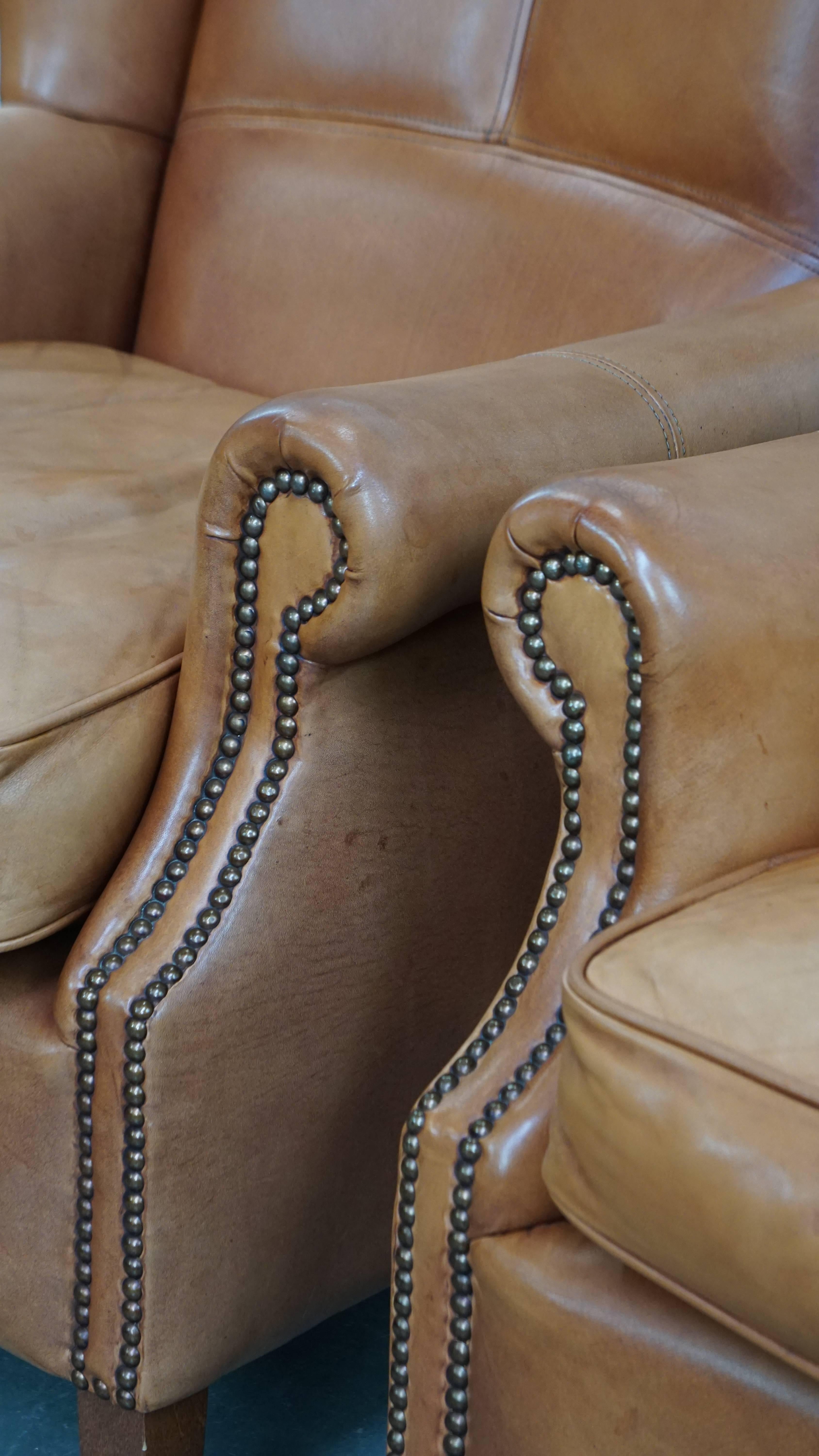 Set di 2 sedie wingback in pelle in vendita 4