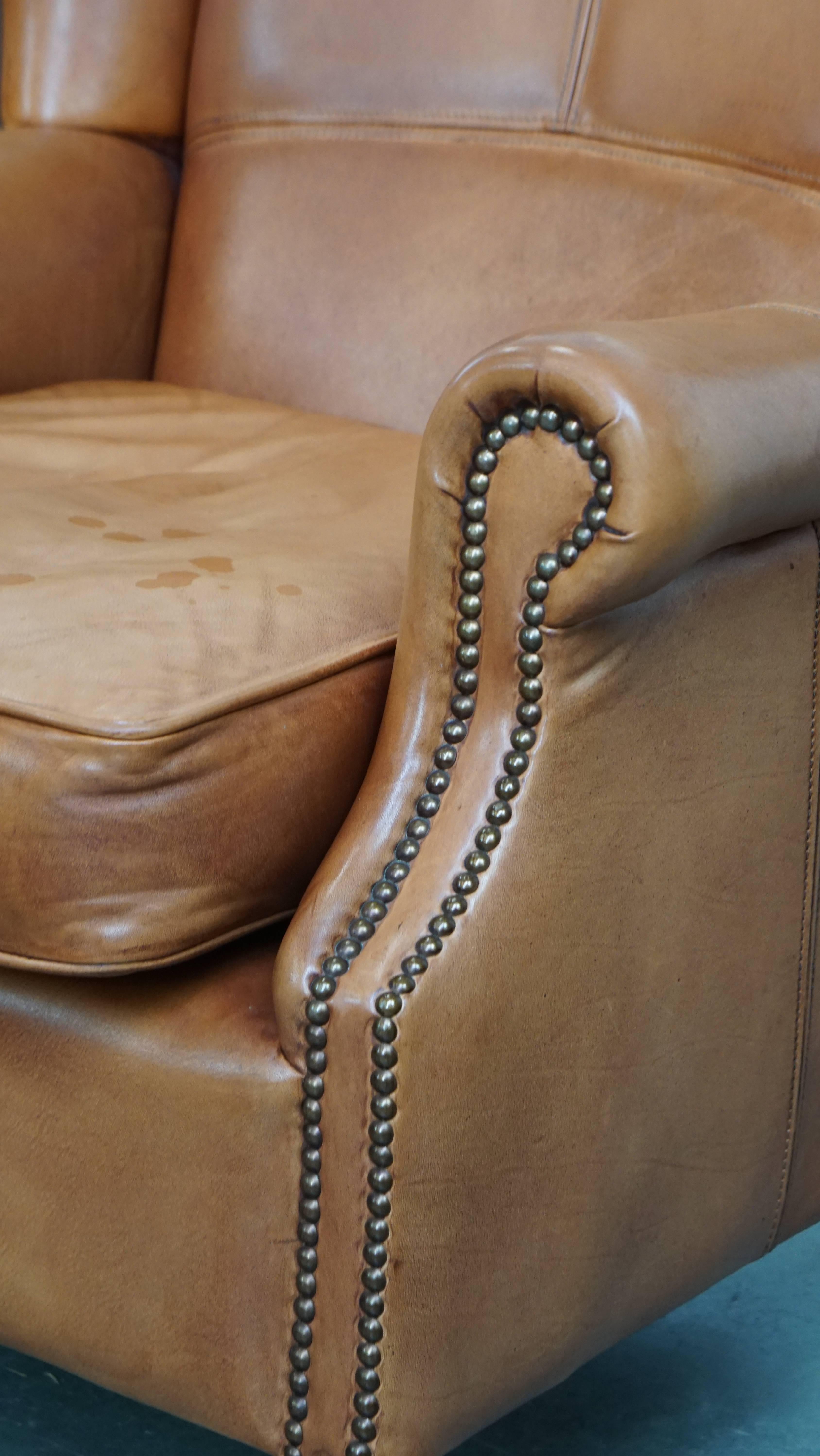 Set di 2 sedie wingback in pelle in vendita 5