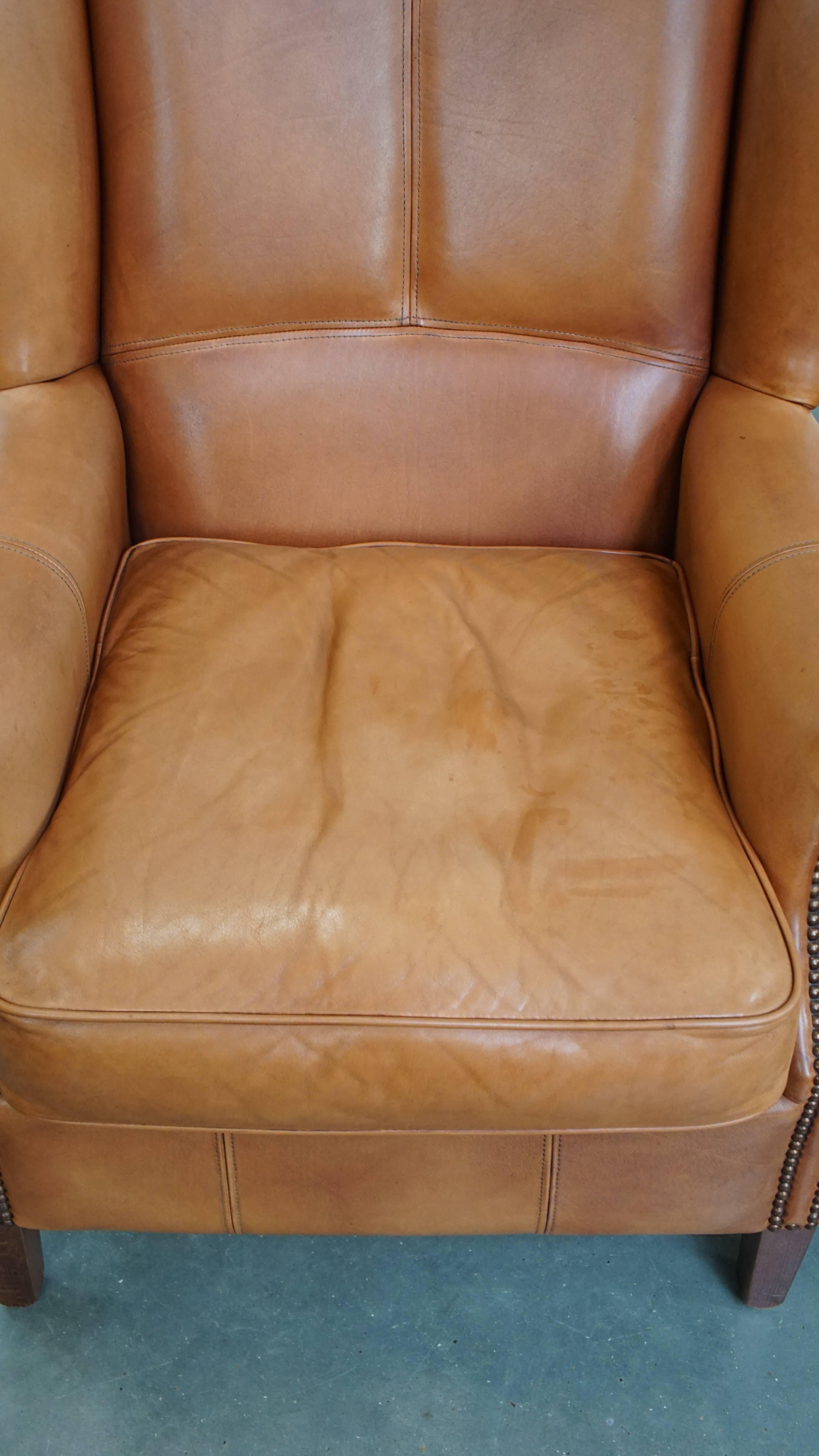 Set di 2 sedie wingback in pelle In condizioni buone in vendita a Harderwijk, NL
