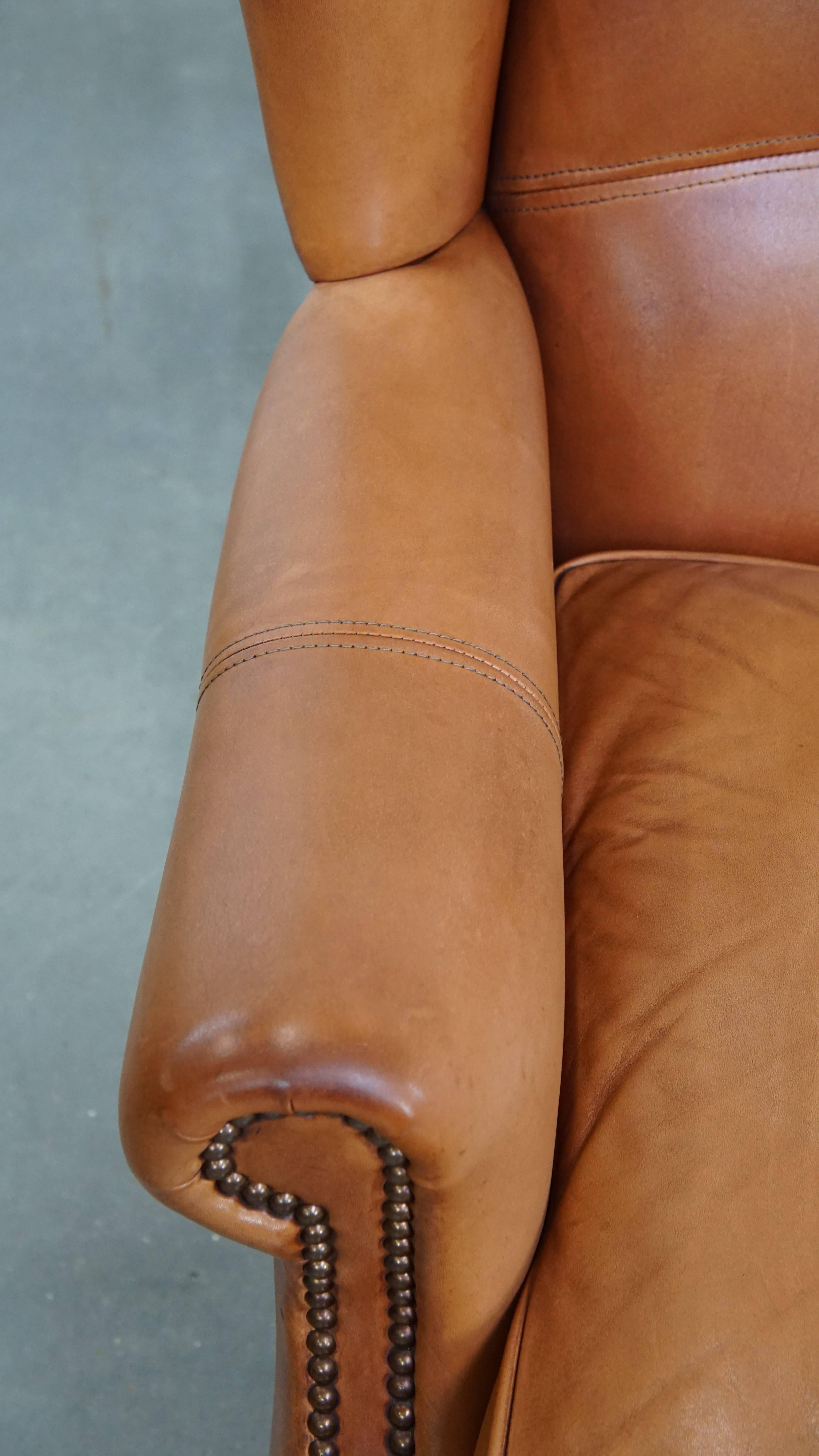 Vacchetta Set di 2 sedie wingback in pelle in vendita