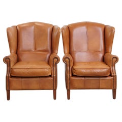 Set di 2 sedie wingback in pelle