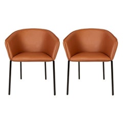 Set of 2 Leather You Chaise Chairs by Luca Nichetto