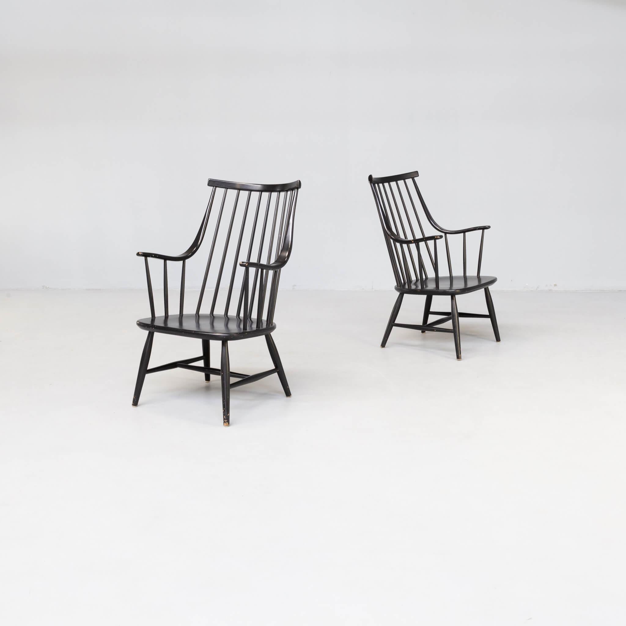Set of 2 Armchairs designed by Lena Larsson for Nesto in the 60's. 
The Grandessa chair was brought to the Netherlands by Pastoe. 
Lena Larsson is known for her lightweight, functional furniture designs.

Beautiful bentwood details in the back and