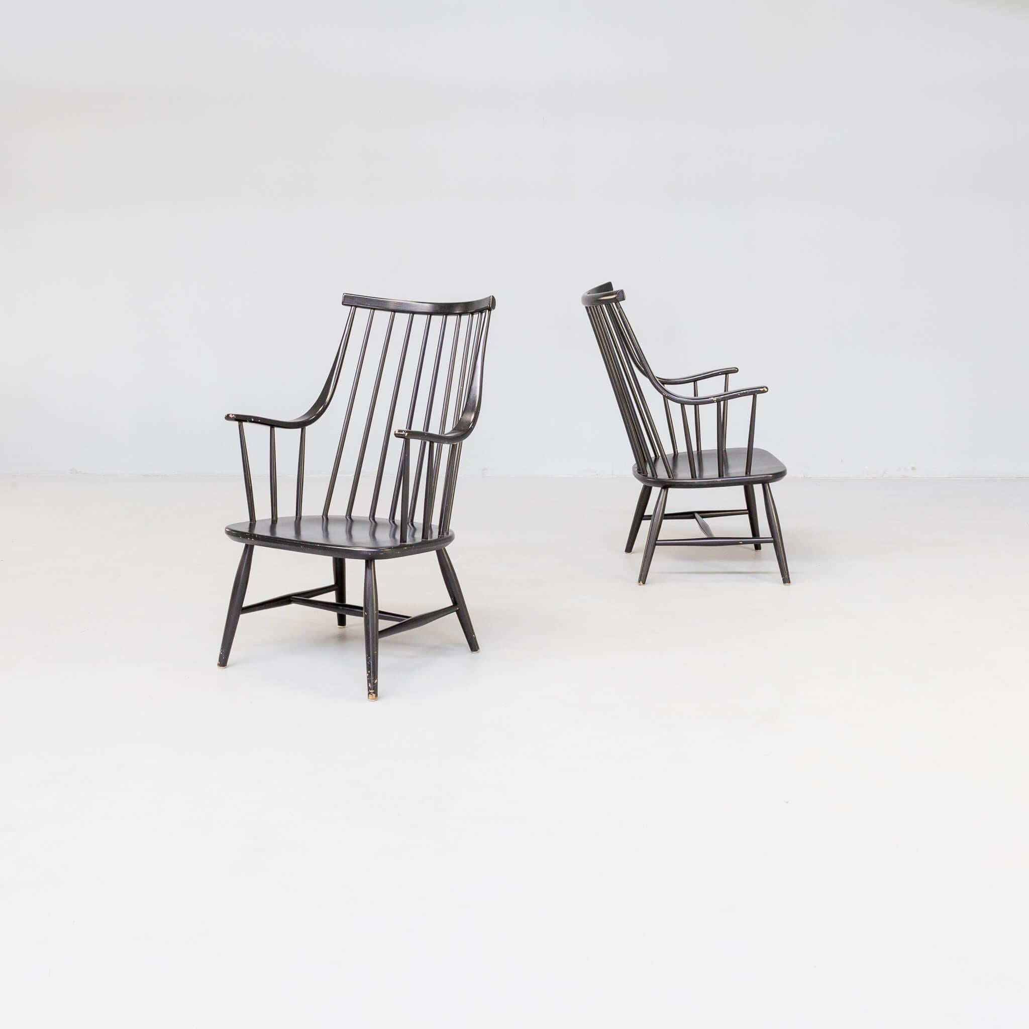 Mid-Century Modern Set of 2 Lena Larsson Grandessa Armchairs for Nesto, Sweden 1960's