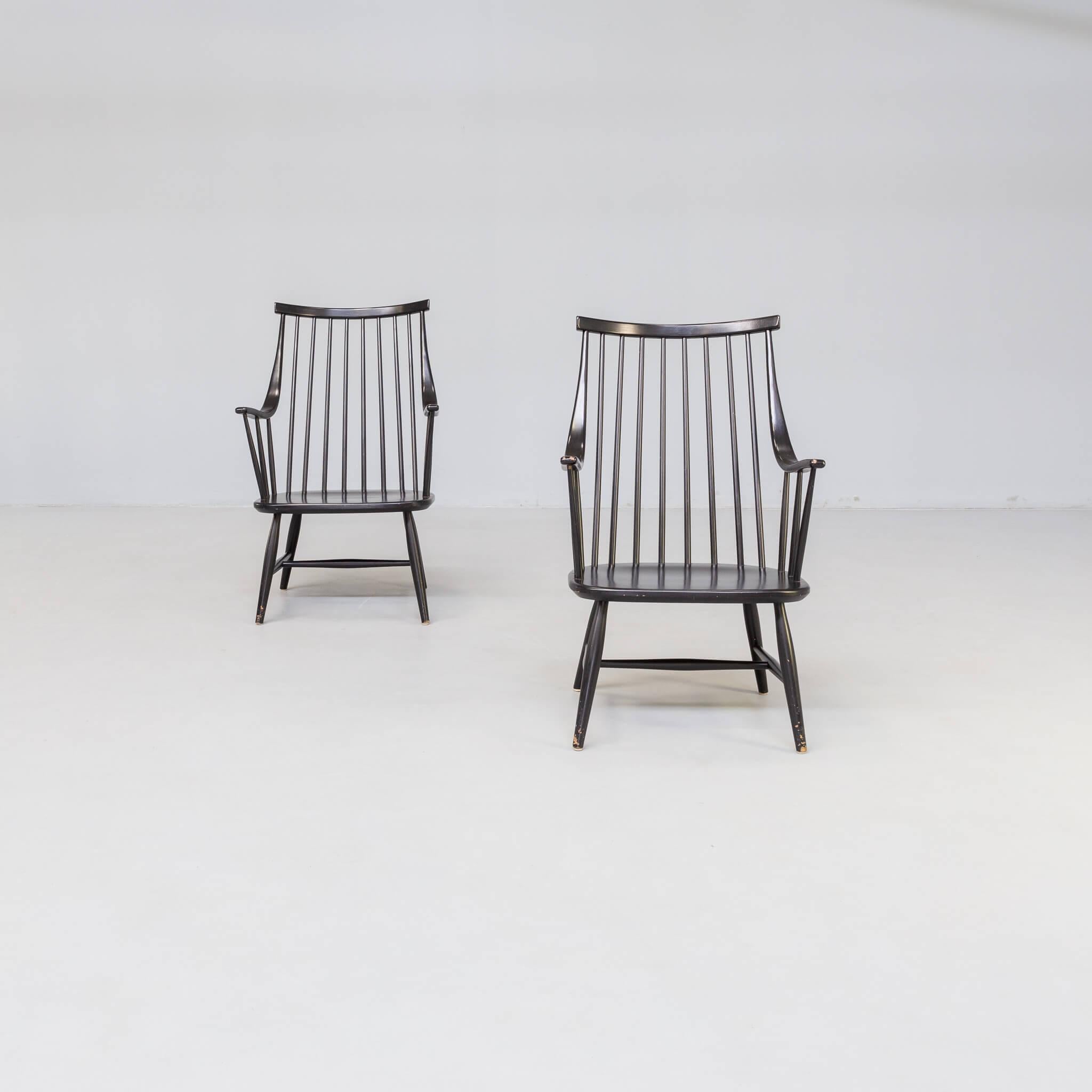 Hand-Crafted Set of 2 Lena Larsson Grandessa Armchairs for Nesto, Sweden 1960's