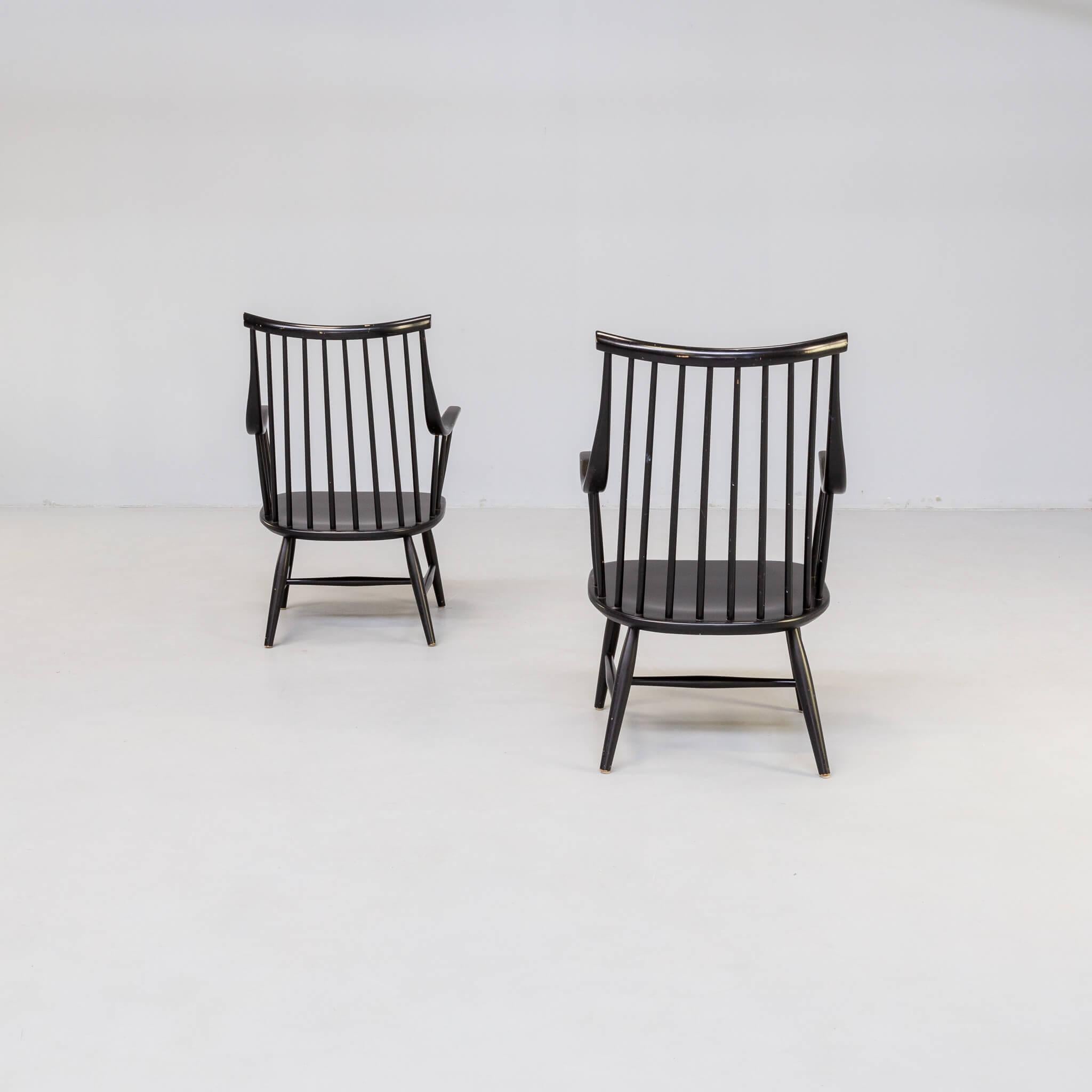Wood Set of 2 Lena Larsson Grandessa Armchairs for Nesto, Sweden 1960's